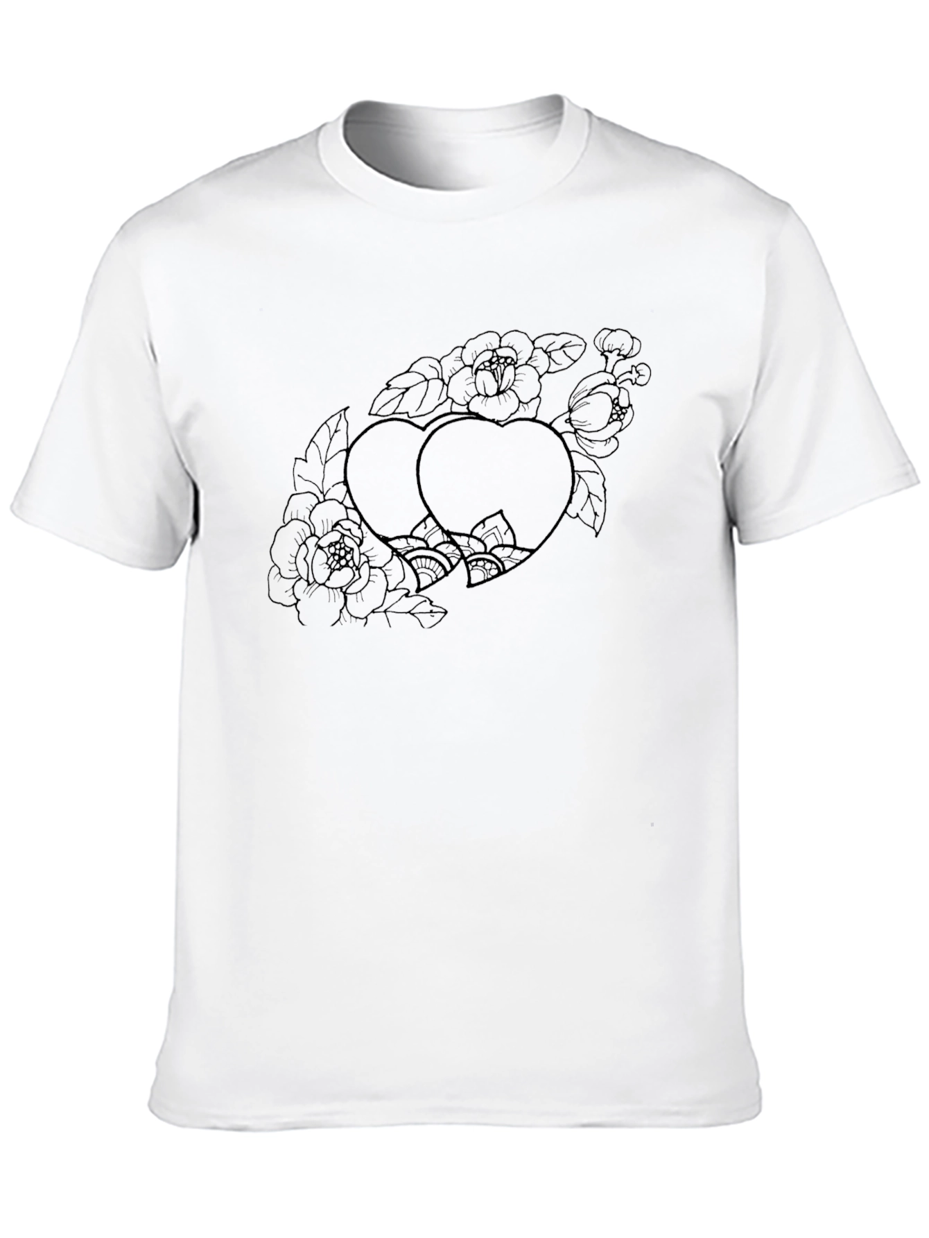 Black Heart Floral Print T-Shirt
