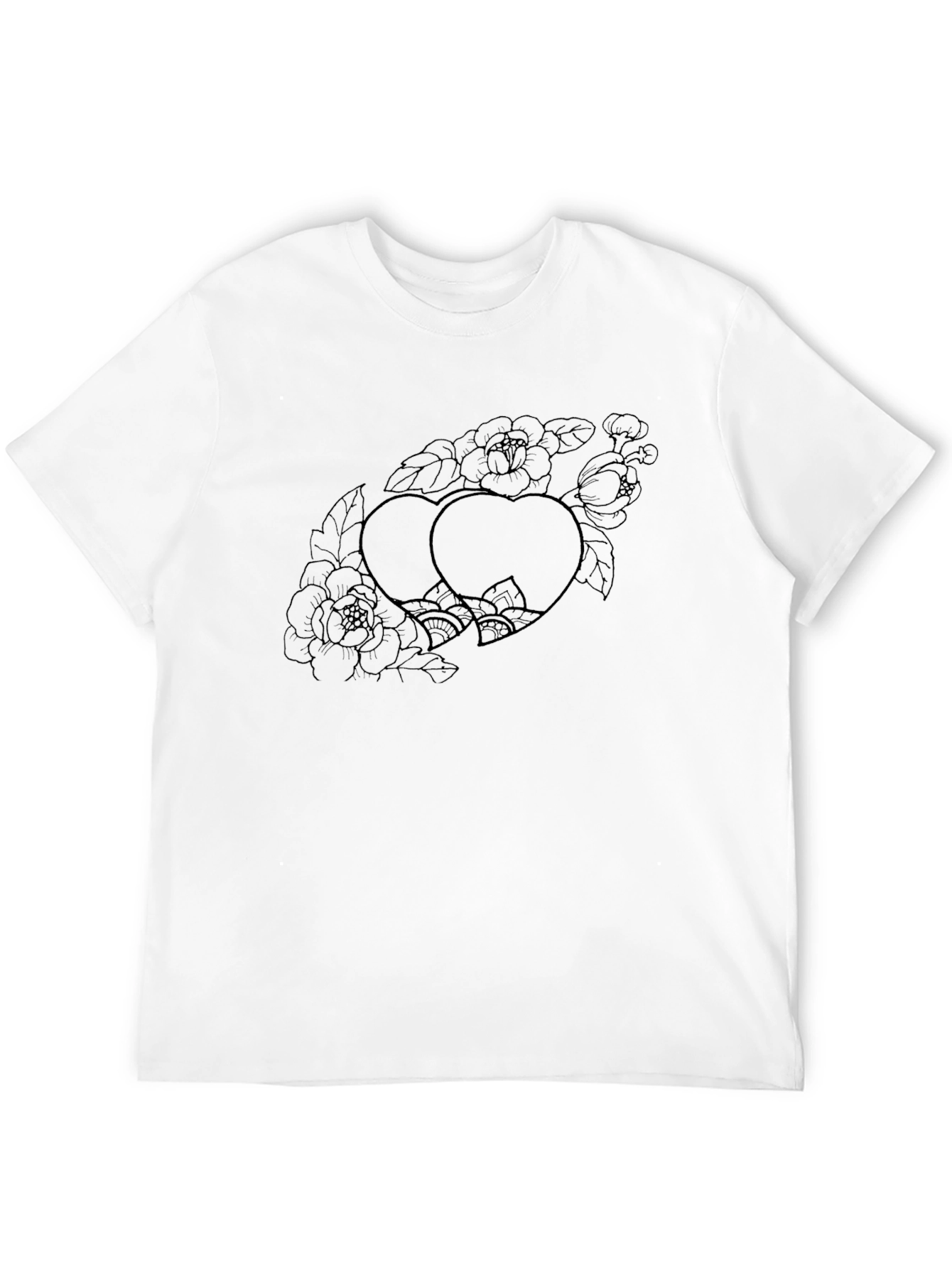 Black Heart Floral Print T-Shirt
