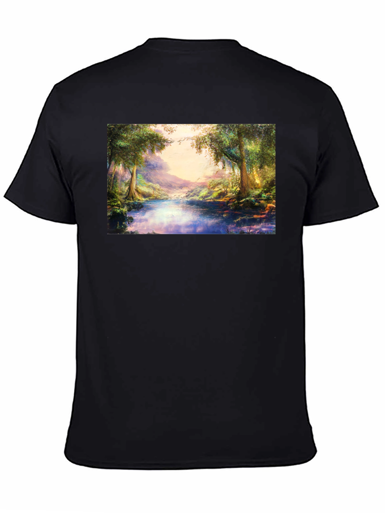 Nature Scenery Graphic Print Black T-Shirt