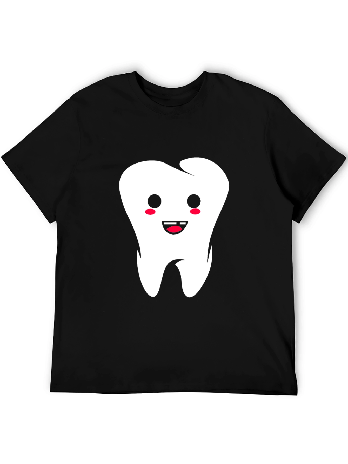 Cute Tooth Graphic Black T-Shirt