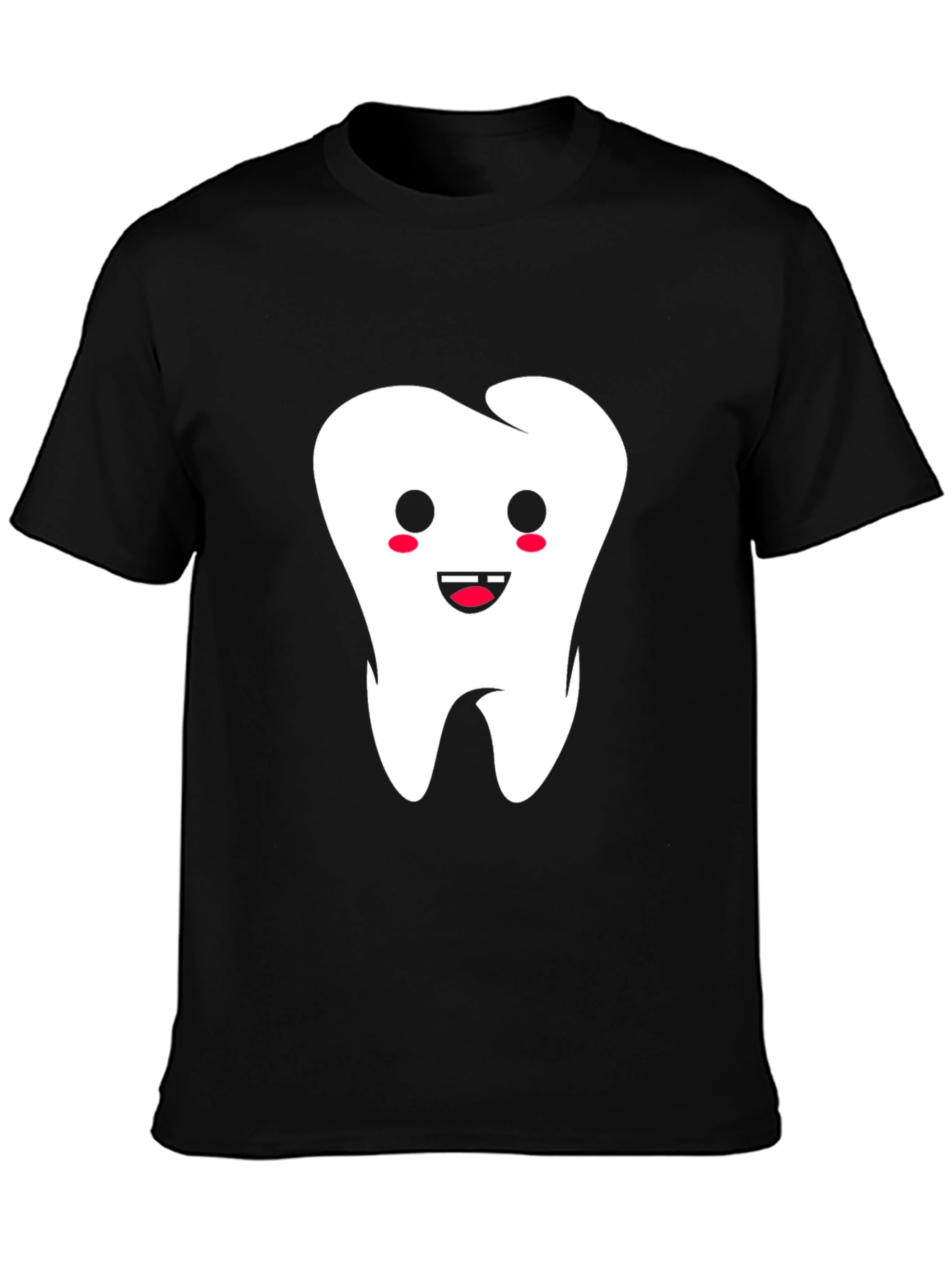 Cute Tooth Graphic Black T-Shirt
