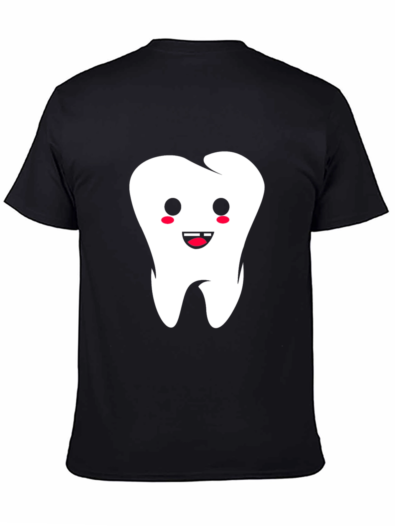 Cute Tooth Graphic Black T-Shirt