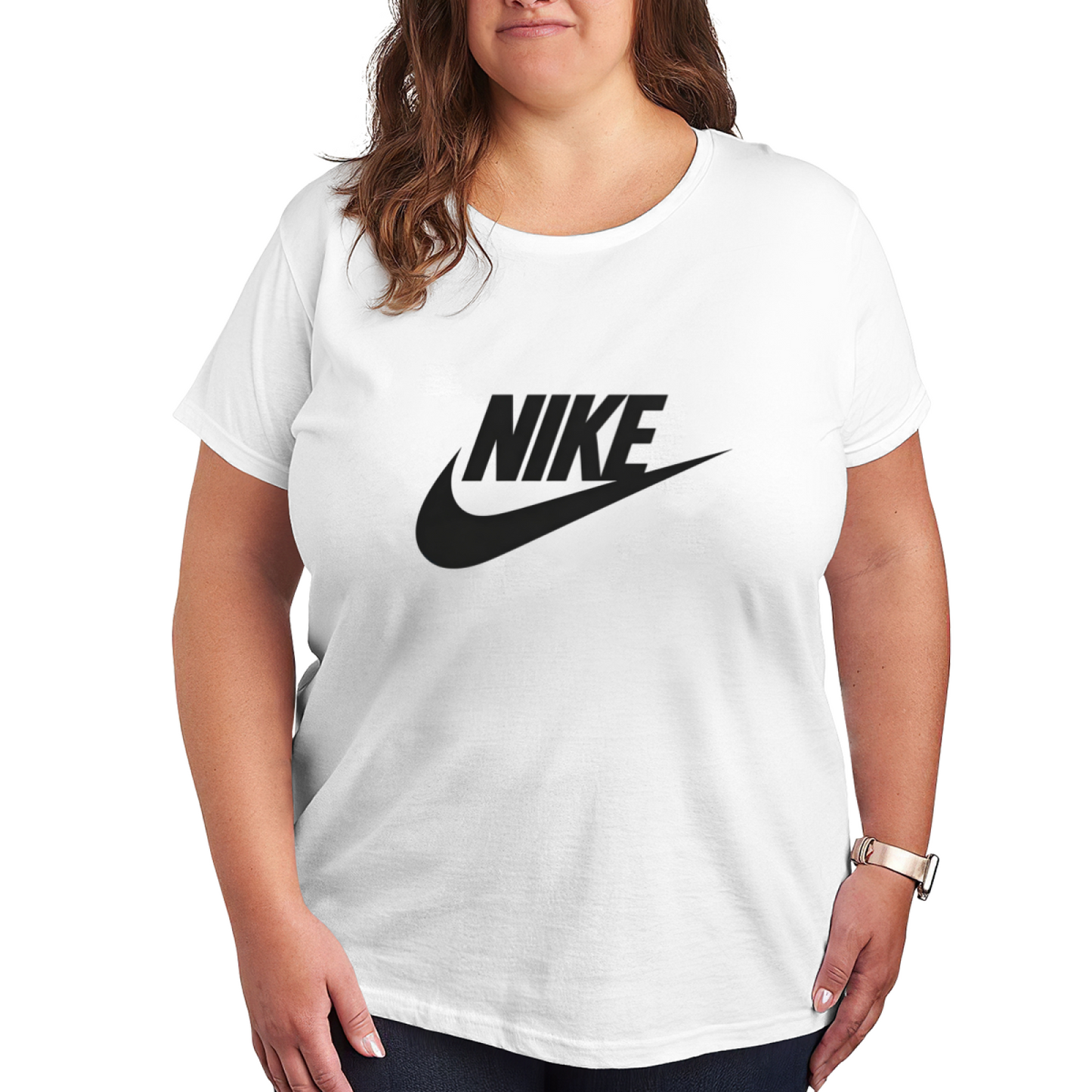 Classic Sport Logo Minimalist Plus?Size Women Casual Short Sleeve Tee