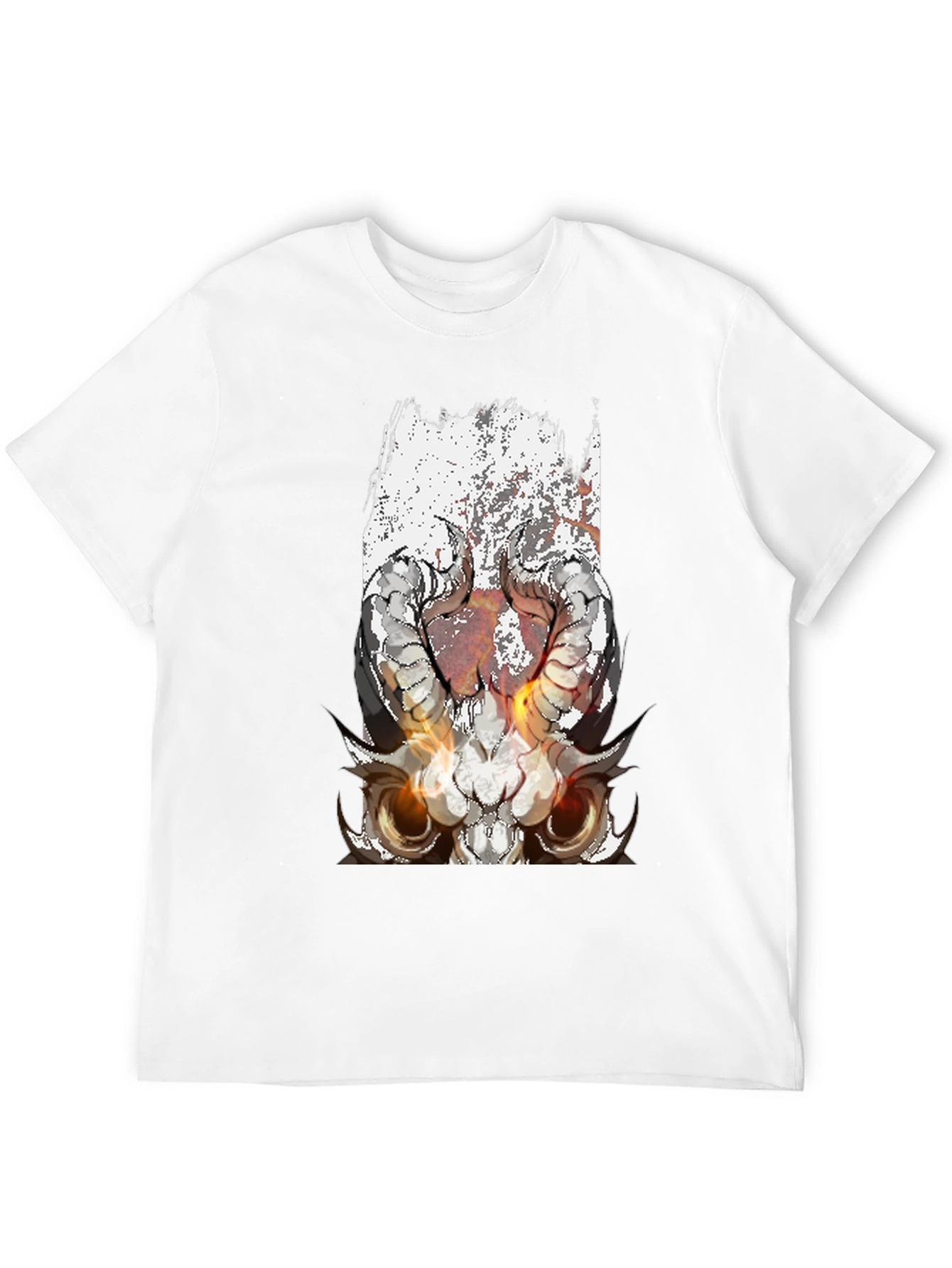 Black T-Shirt with Skull and Horns Graphic