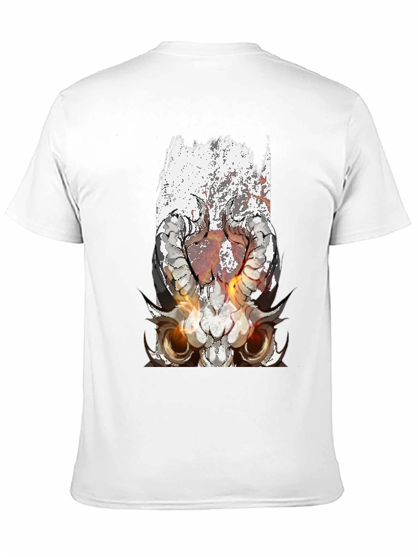 Black T-Shirt with Skull and Horns Graphic