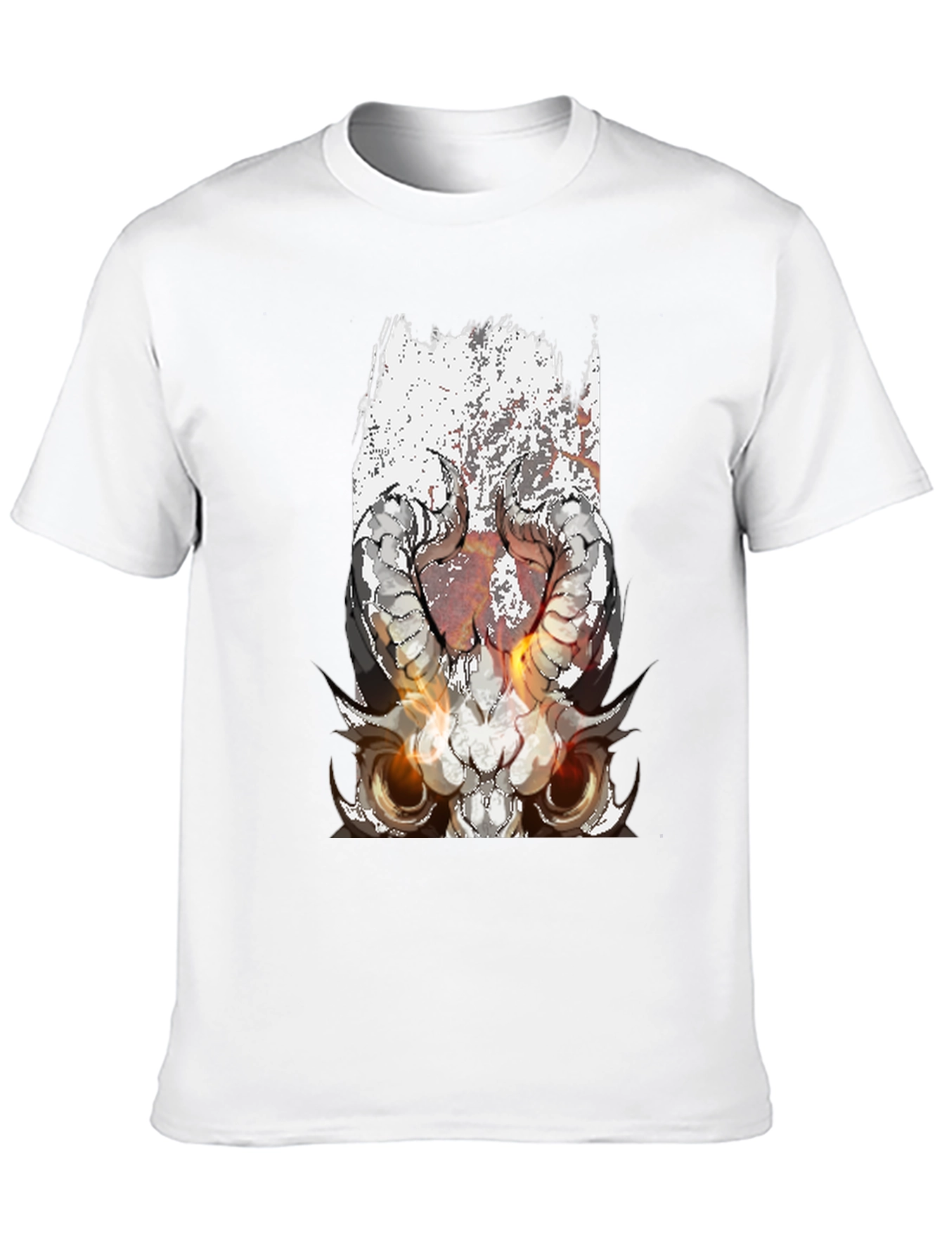 Black T-Shirt with Skull and Horns Graphic