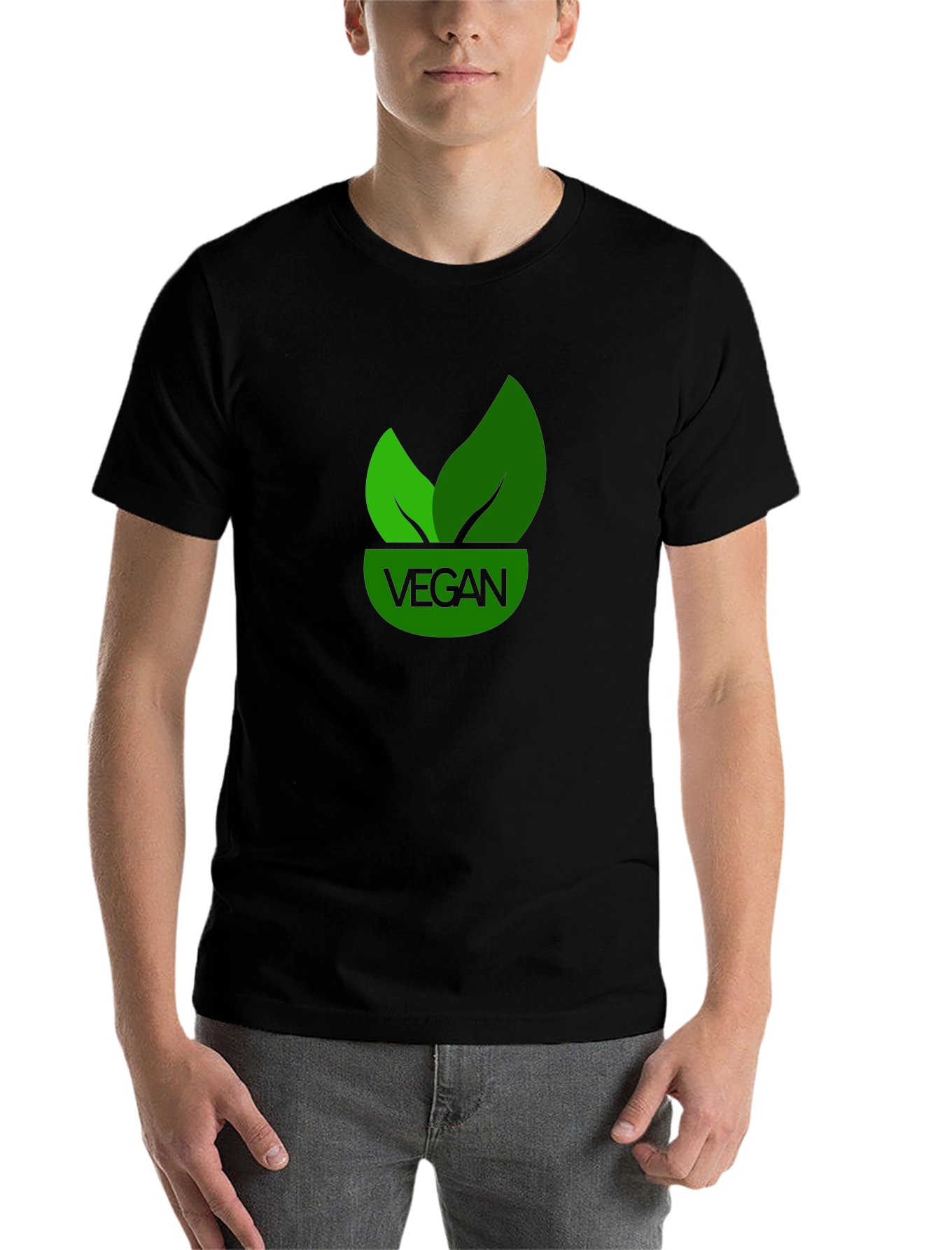 Vegan T-Shirt - Green Leaf Design