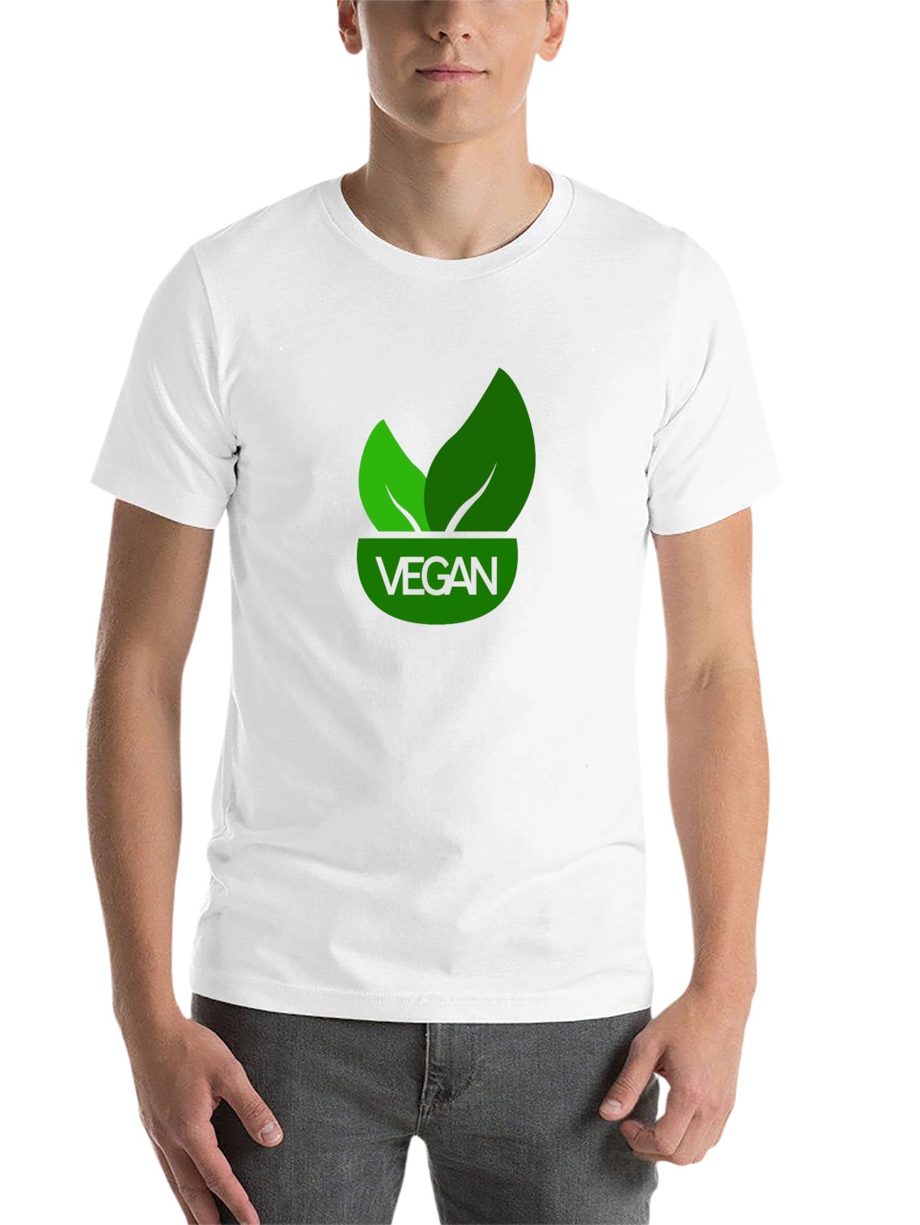 Vegan T-Shirt - Green Leaf Design