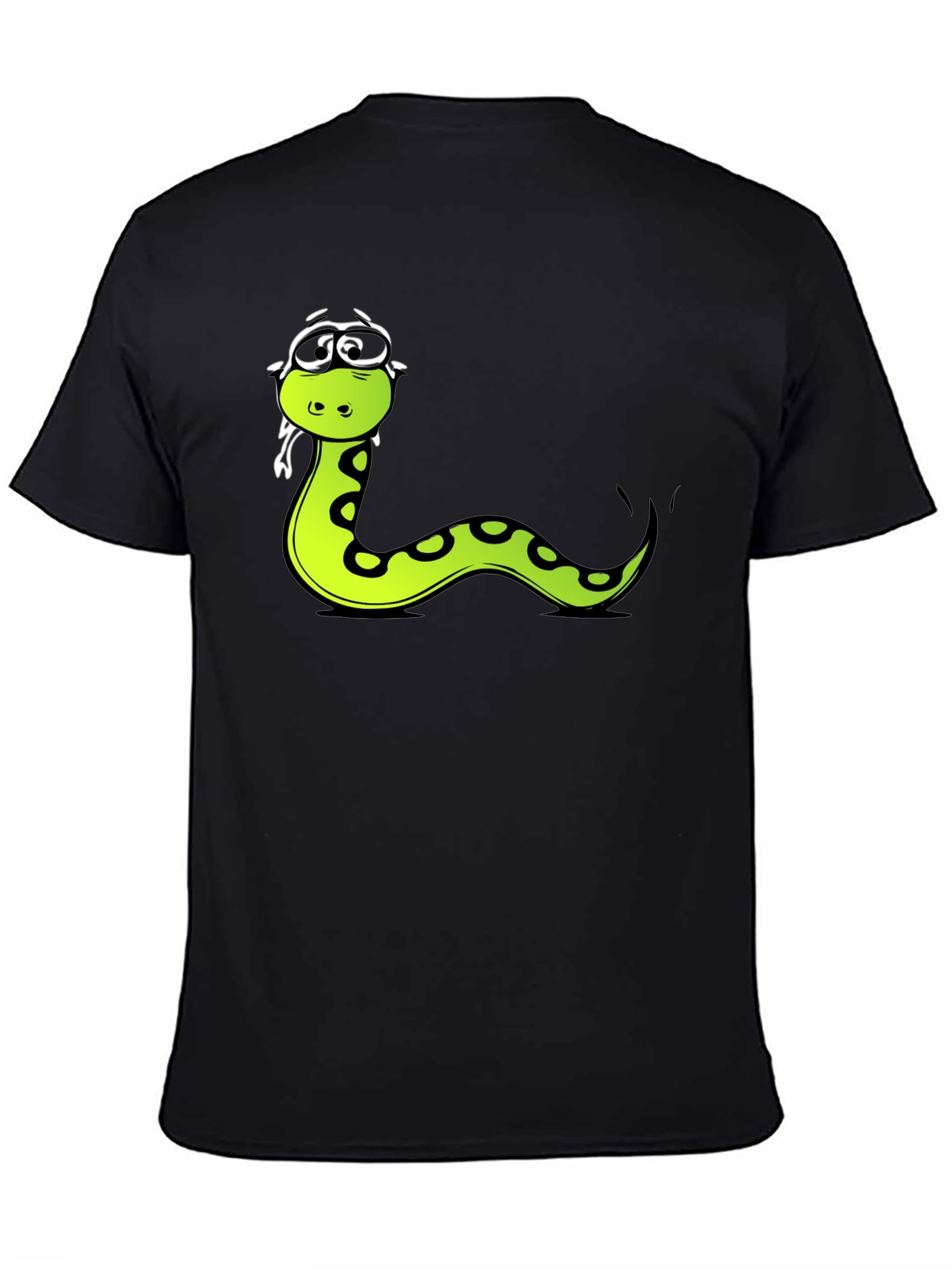 Funny Snake Cartoon Graphic Tee - Black T-Shirt
