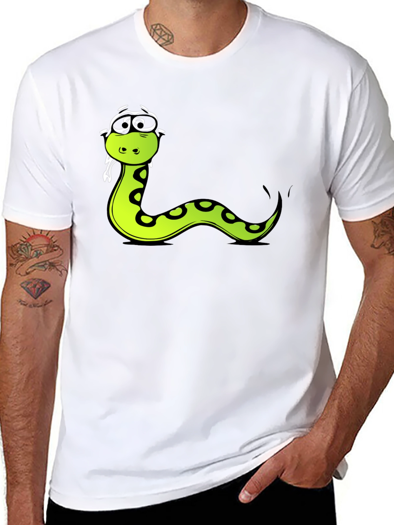 Funny Snake Cartoon Graphic Tee - Black T-Shirt
