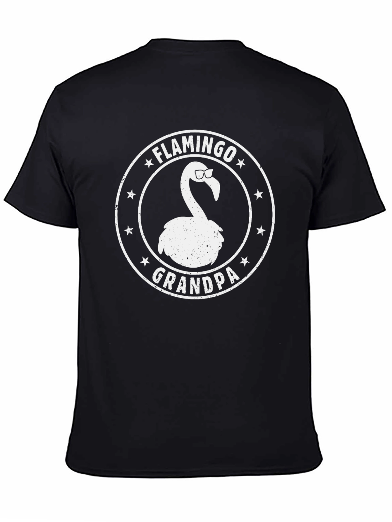 Flamingo Grandpa Black T-Shirt