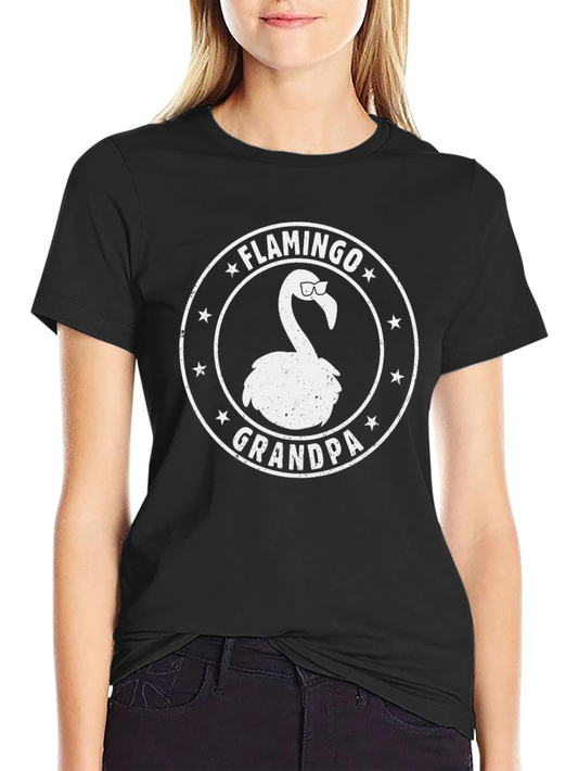 Flamingo Grandpa Black T-Shirt