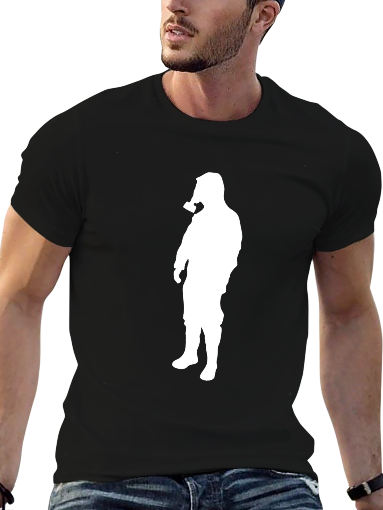 Gas Mask Silhouette Graphic Tee - Black