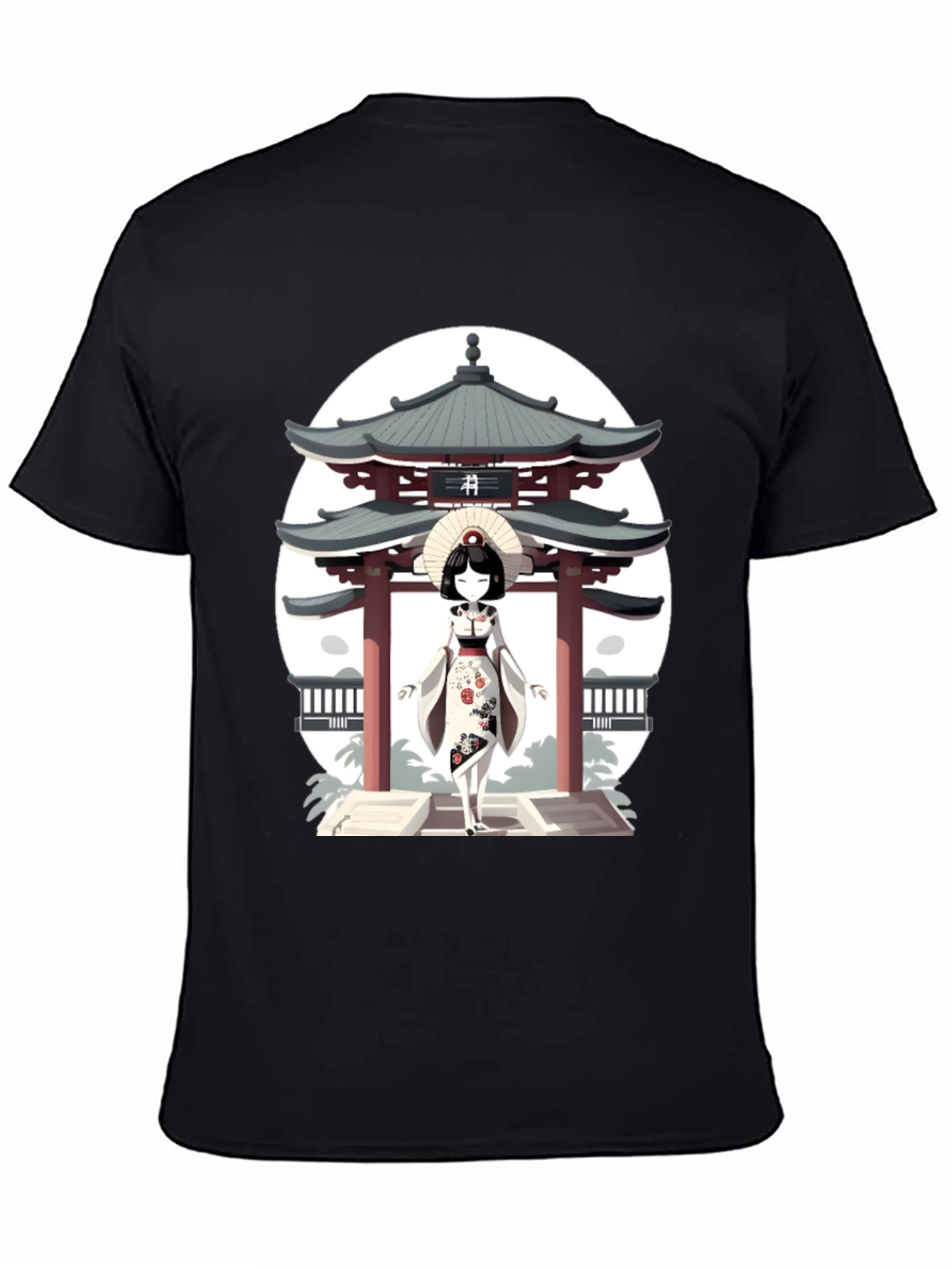 Geisha & Temple Graphic T-Shirt