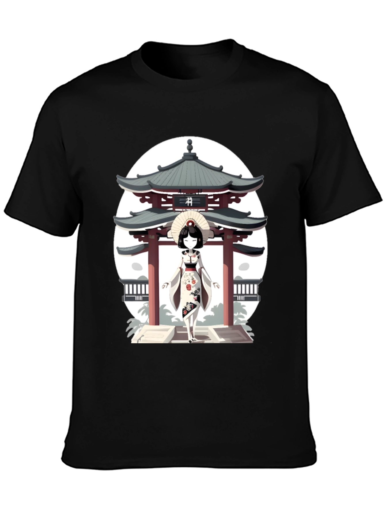Geisha & Temple Graphic T-Shirt