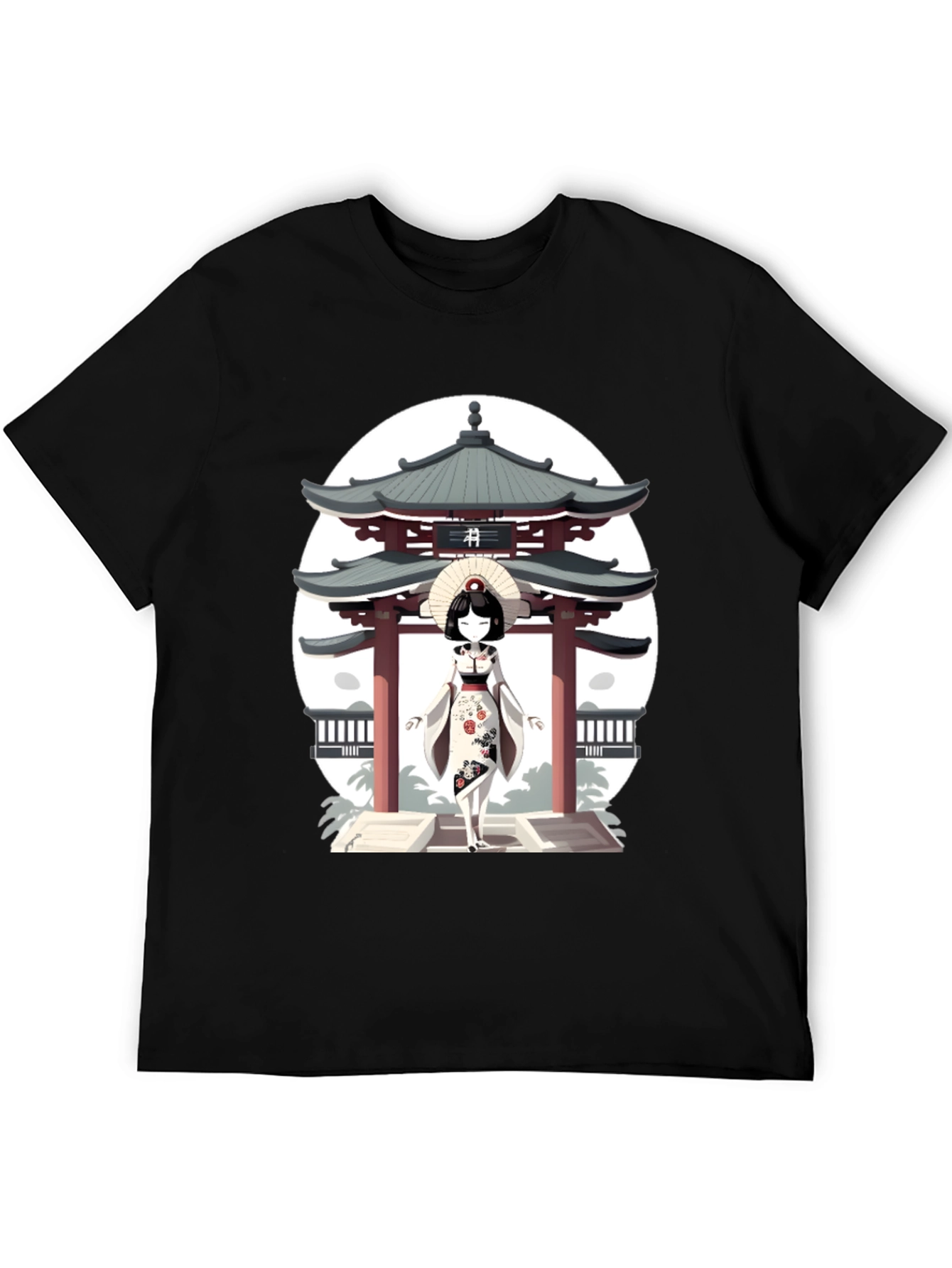 Geisha & Temple Graphic T-Shirt
