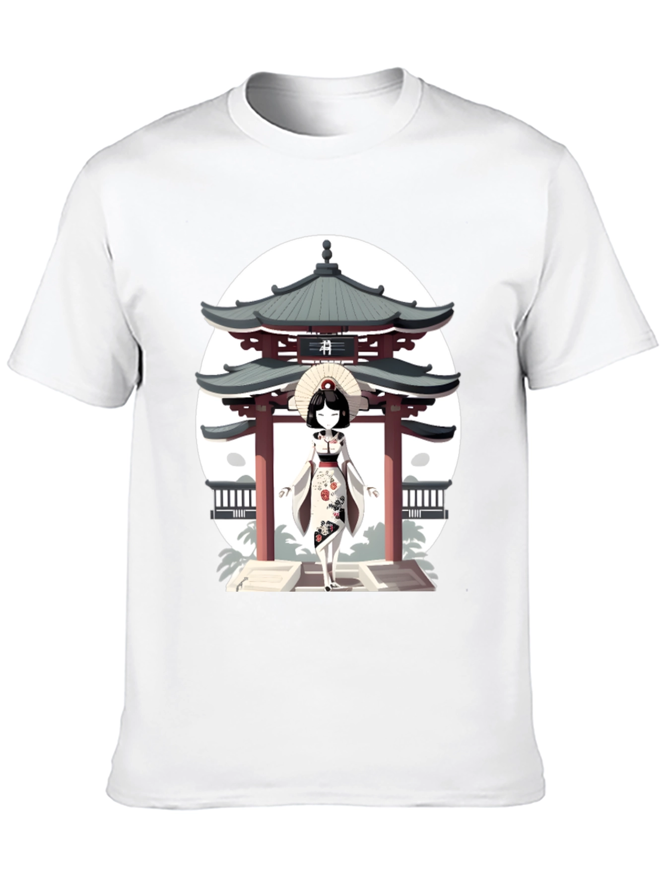 Geisha & Temple Graphic T-Shirt