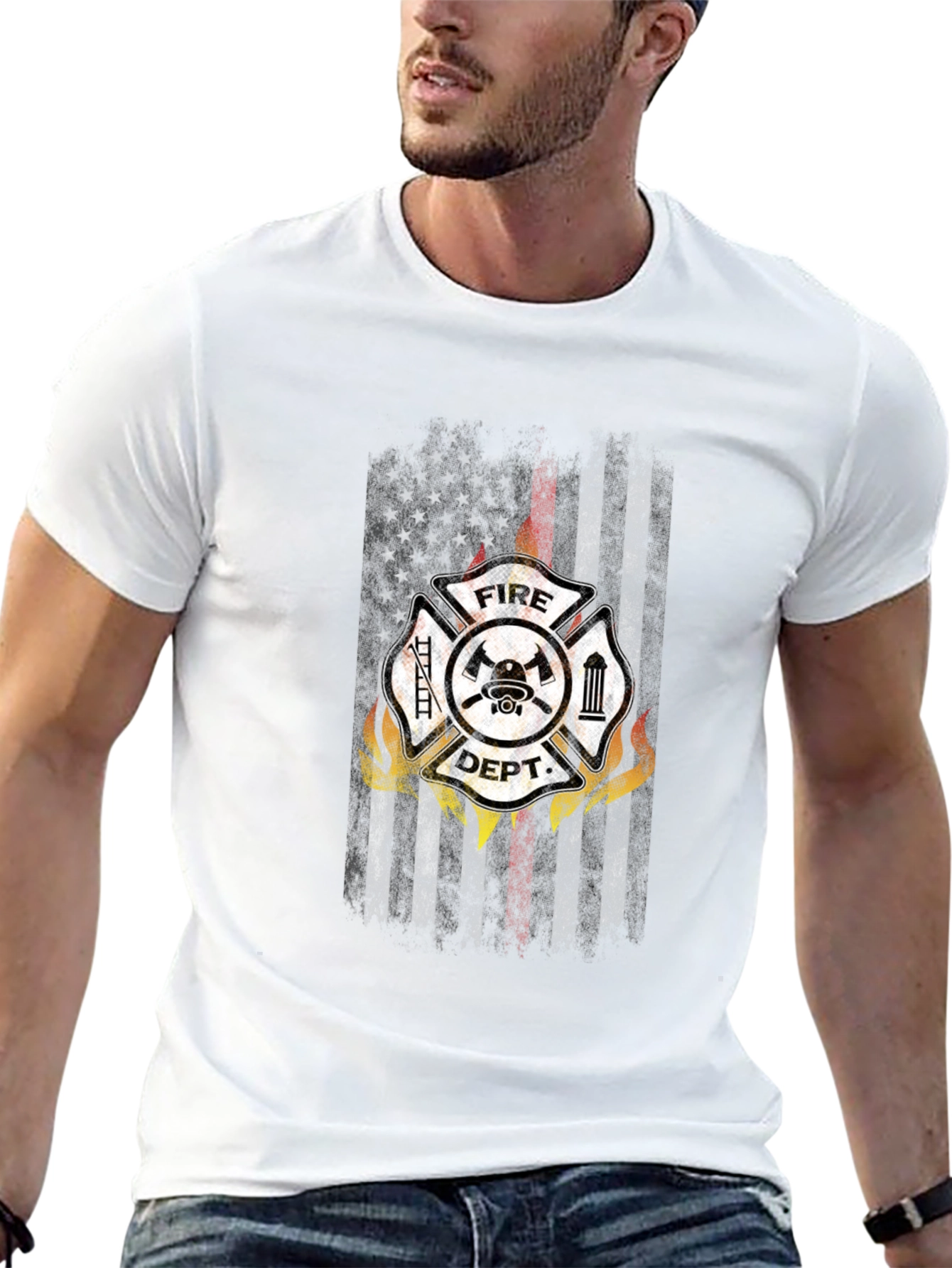 Fire Dept US Flag T-Shirt