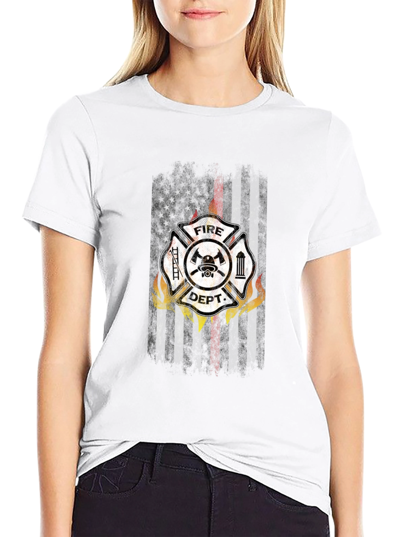 Fire Dept US Flag T-Shirt