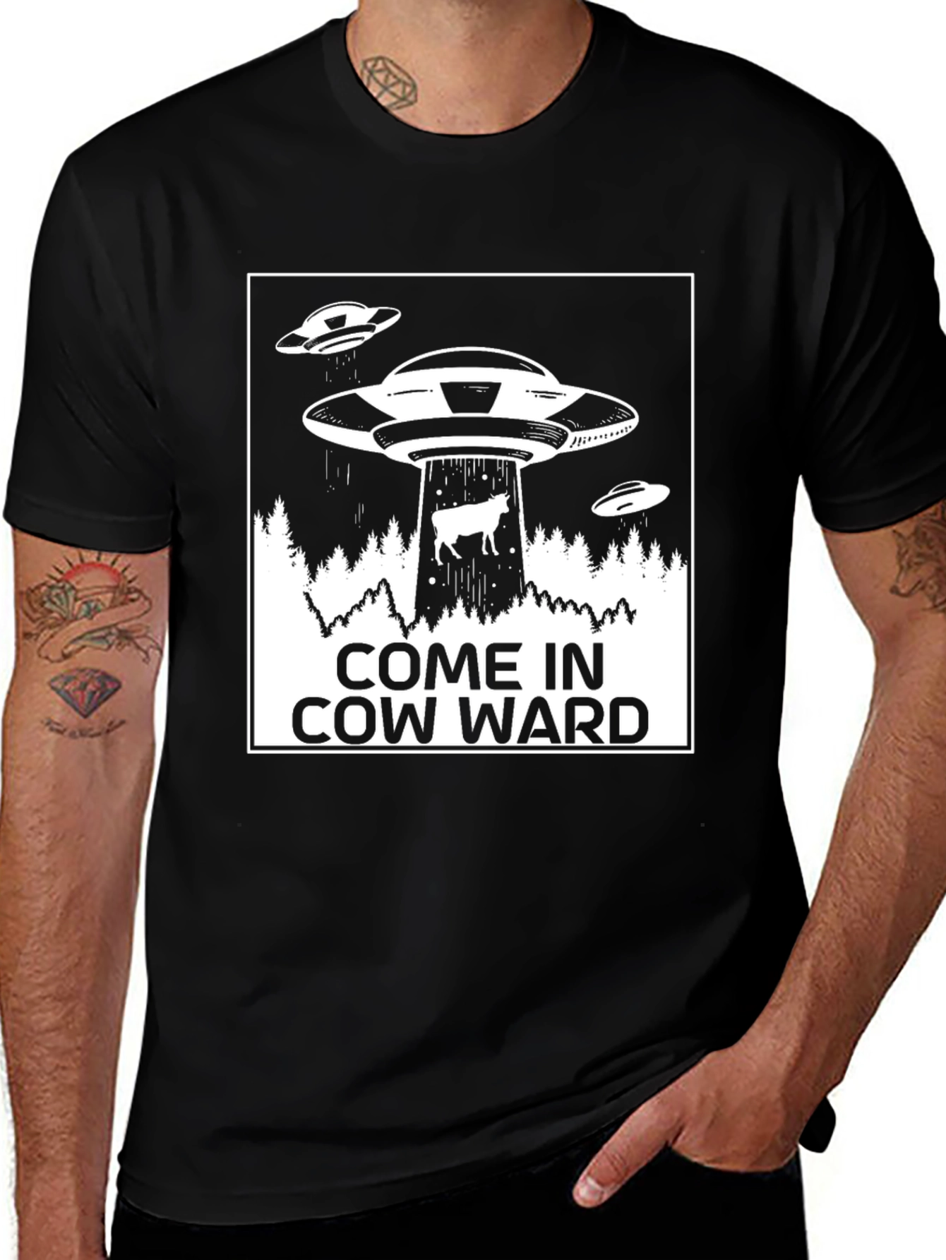Come In Cow Ward Alien Abduction Graphic Tee