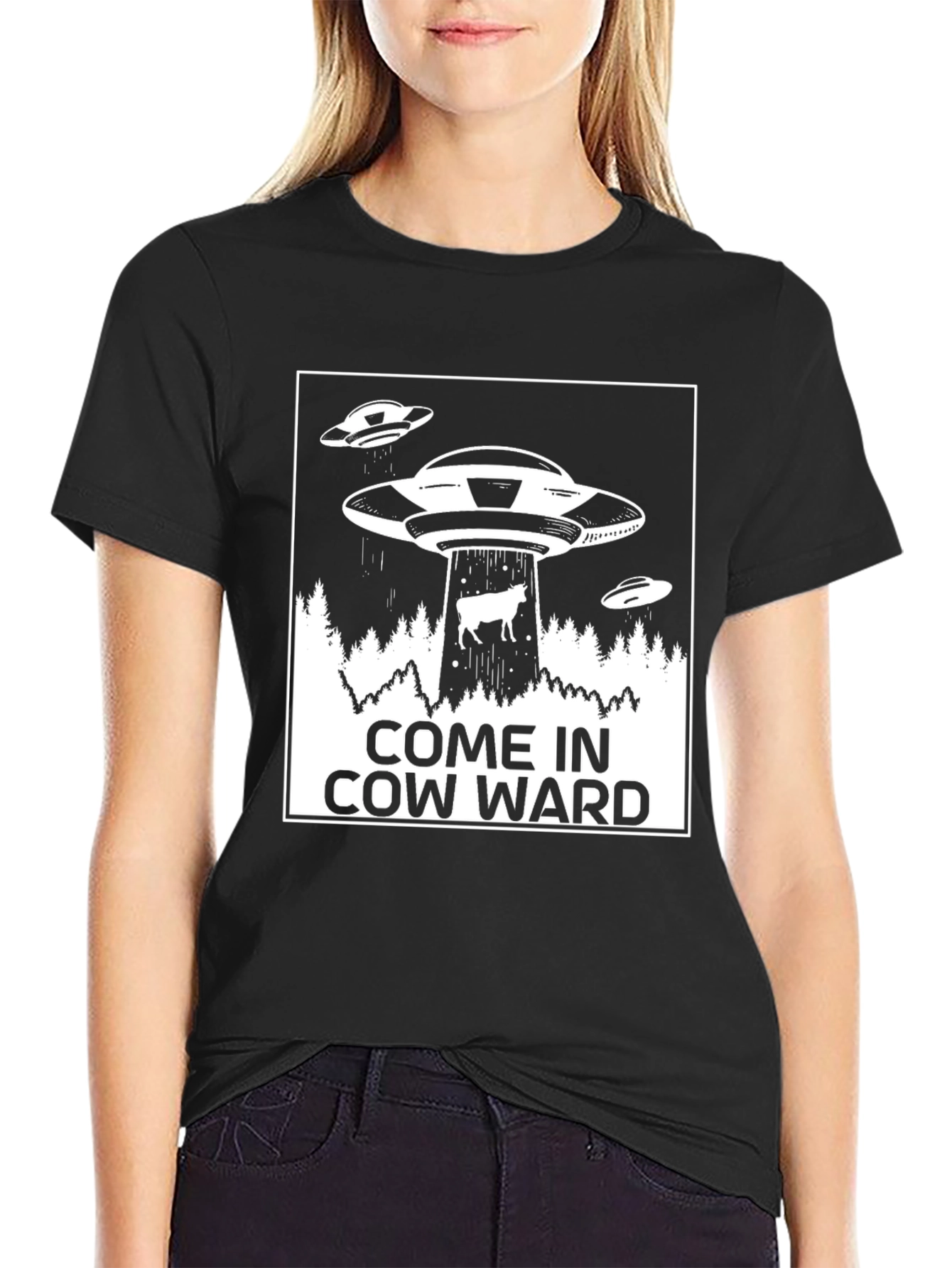 Come In Cow Ward Alien Abduction Graphic Tee