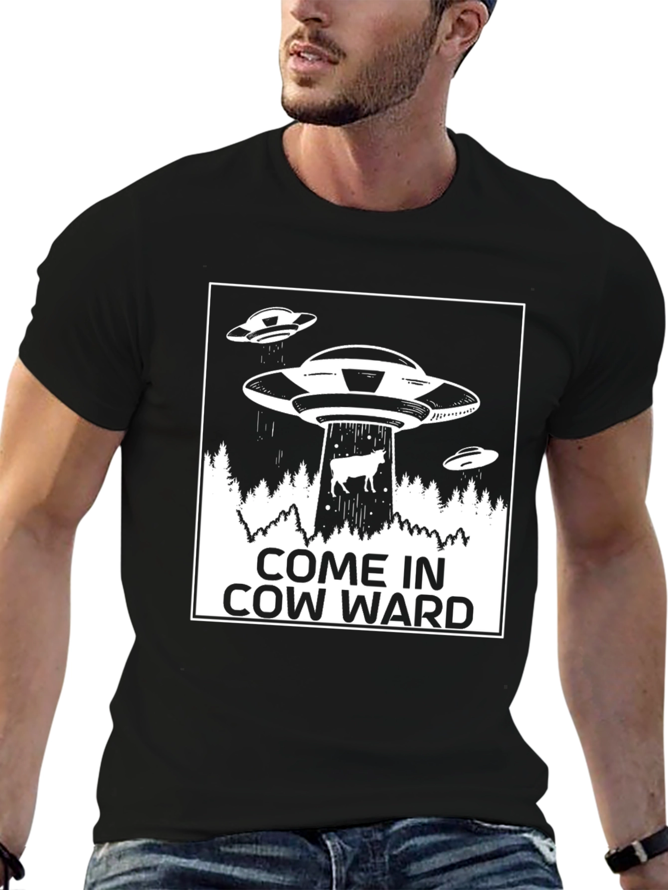 Come In Cow Ward Alien Abduction Graphic Tee