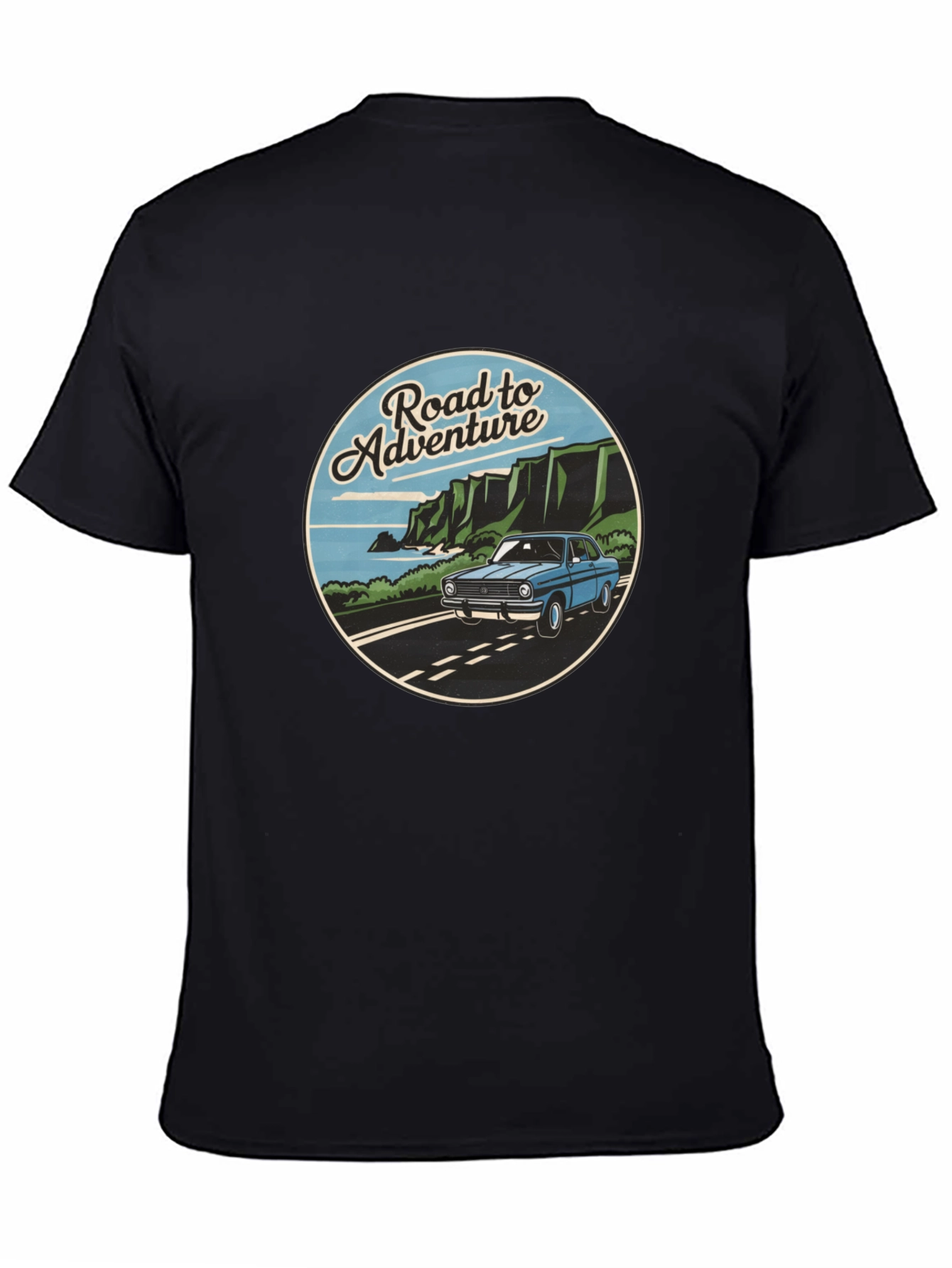 Road to Adventure Graphic Tee - Black Casual T-Shirt