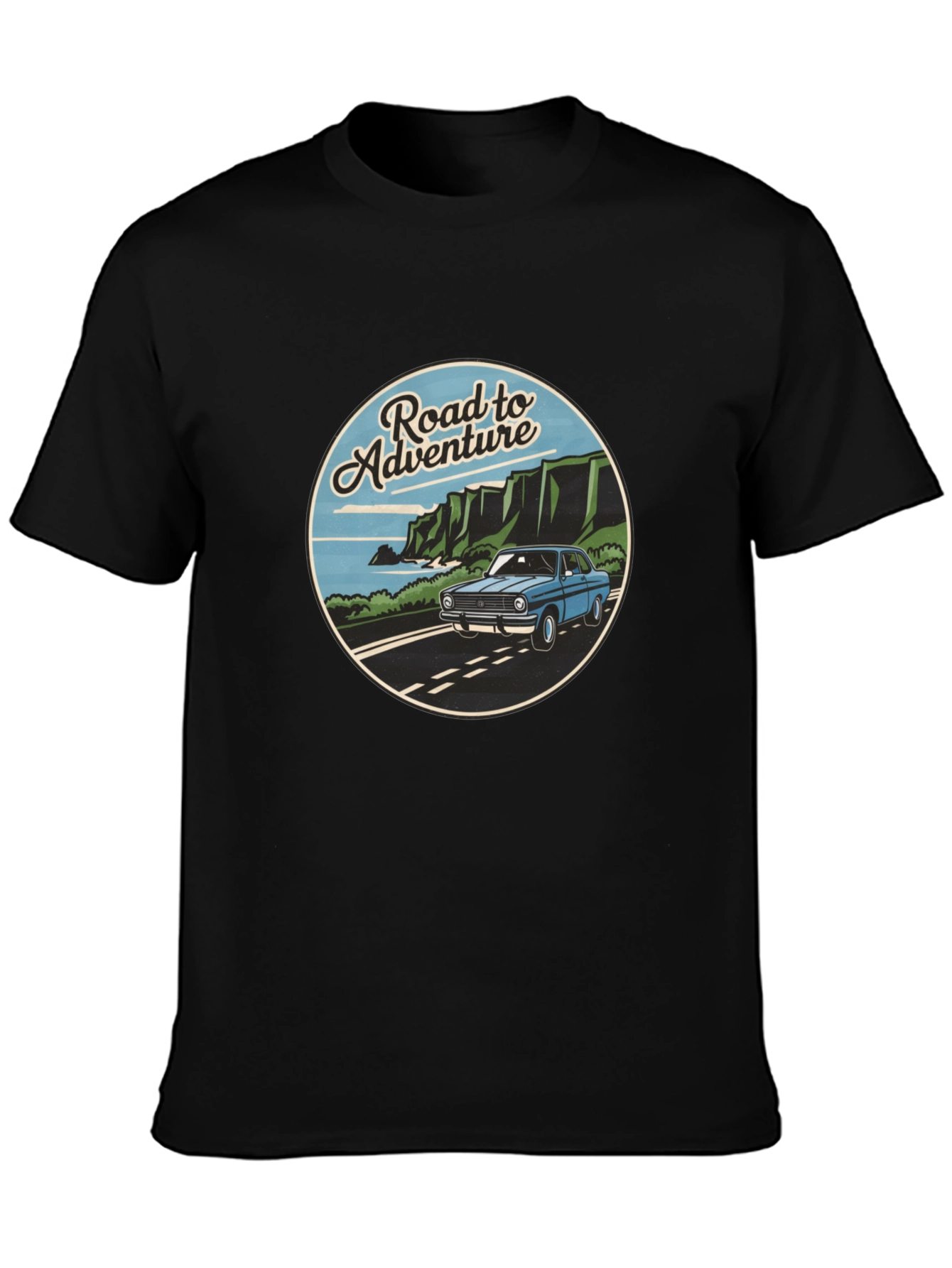 Road to Adventure Graphic Tee - Black Casual T-Shirt
