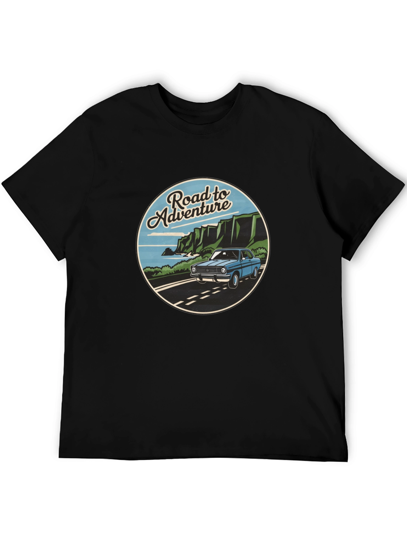 Road to Adventure Graphic Tee - Black Casual T-Shirt