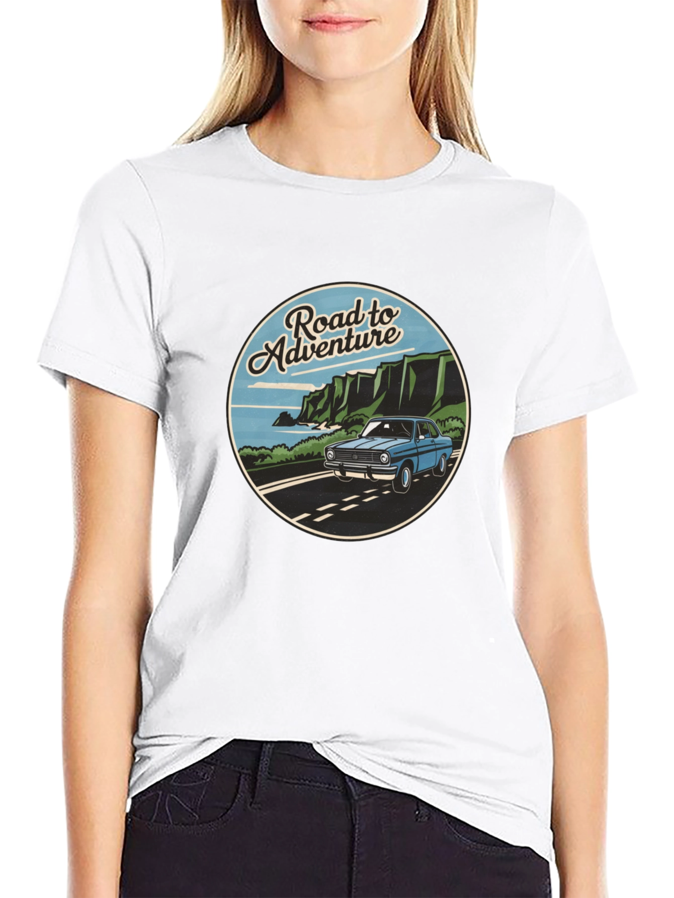 Road to Adventure Graphic Tee - Black Casual T-Shirt