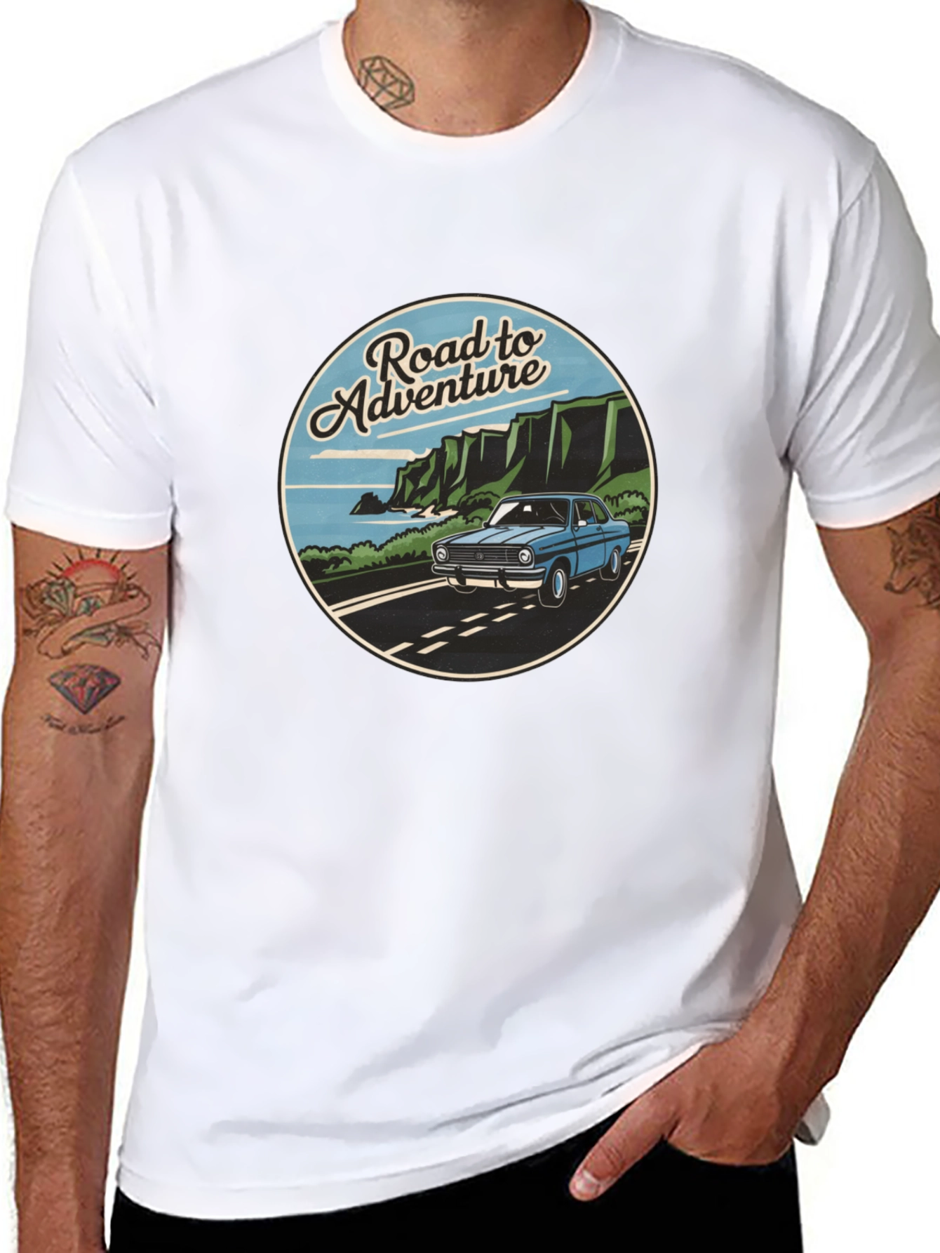 Road to Adventure Graphic Tee - Black Casual T-Shirt
