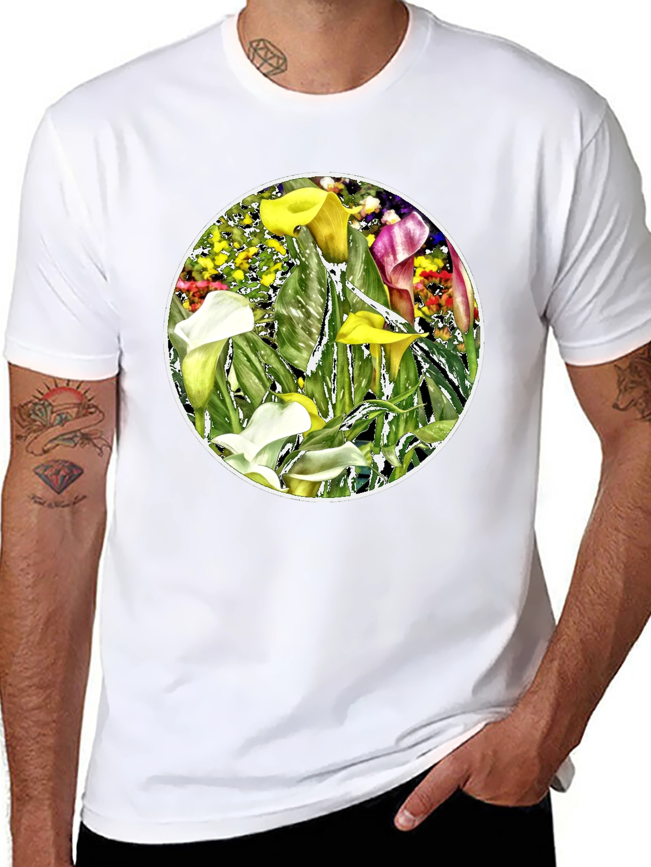 Floral T-Shirt: Vibrant Calla Lily Design