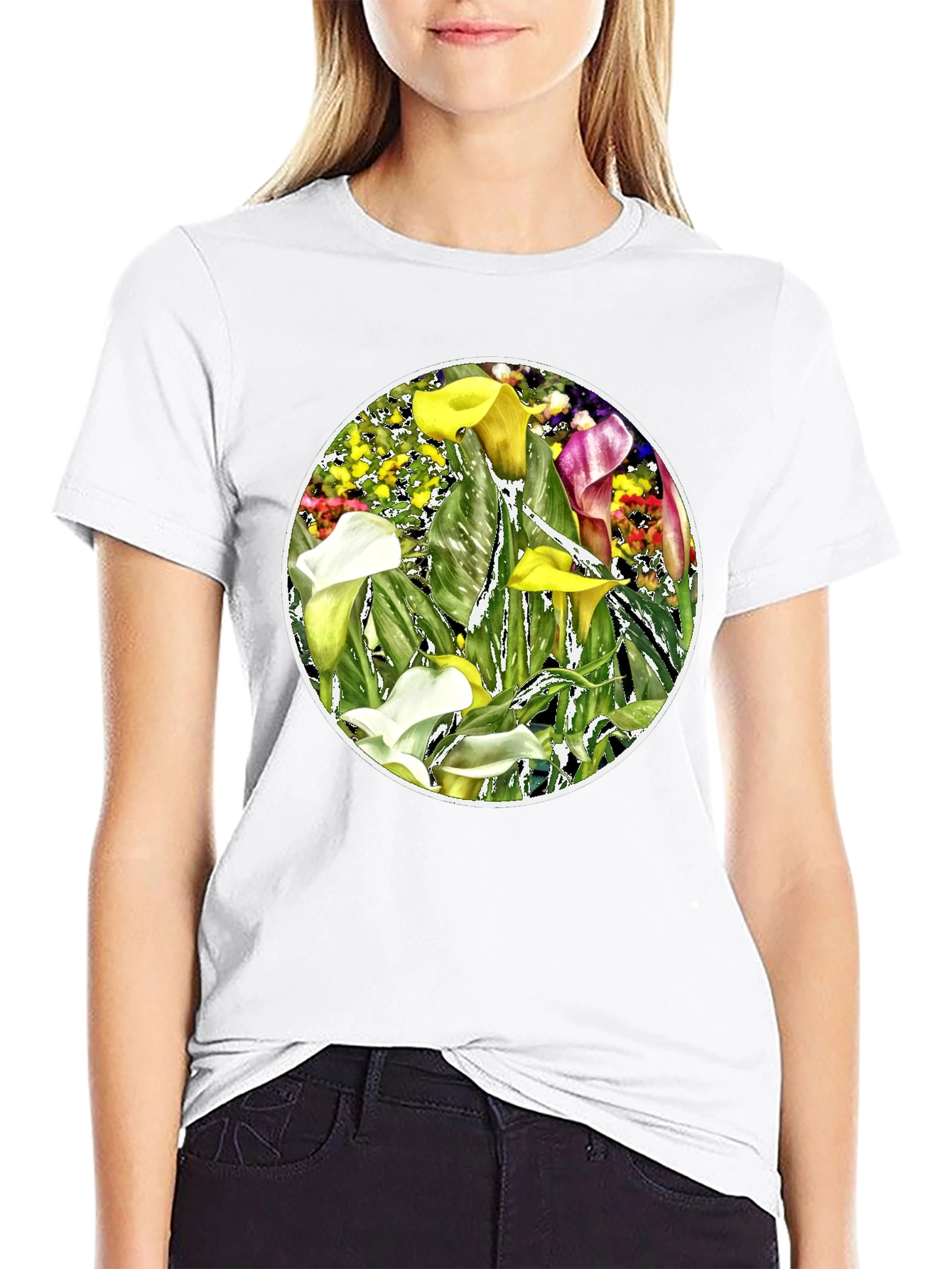 Floral T-Shirt: Vibrant Calla Lily Design