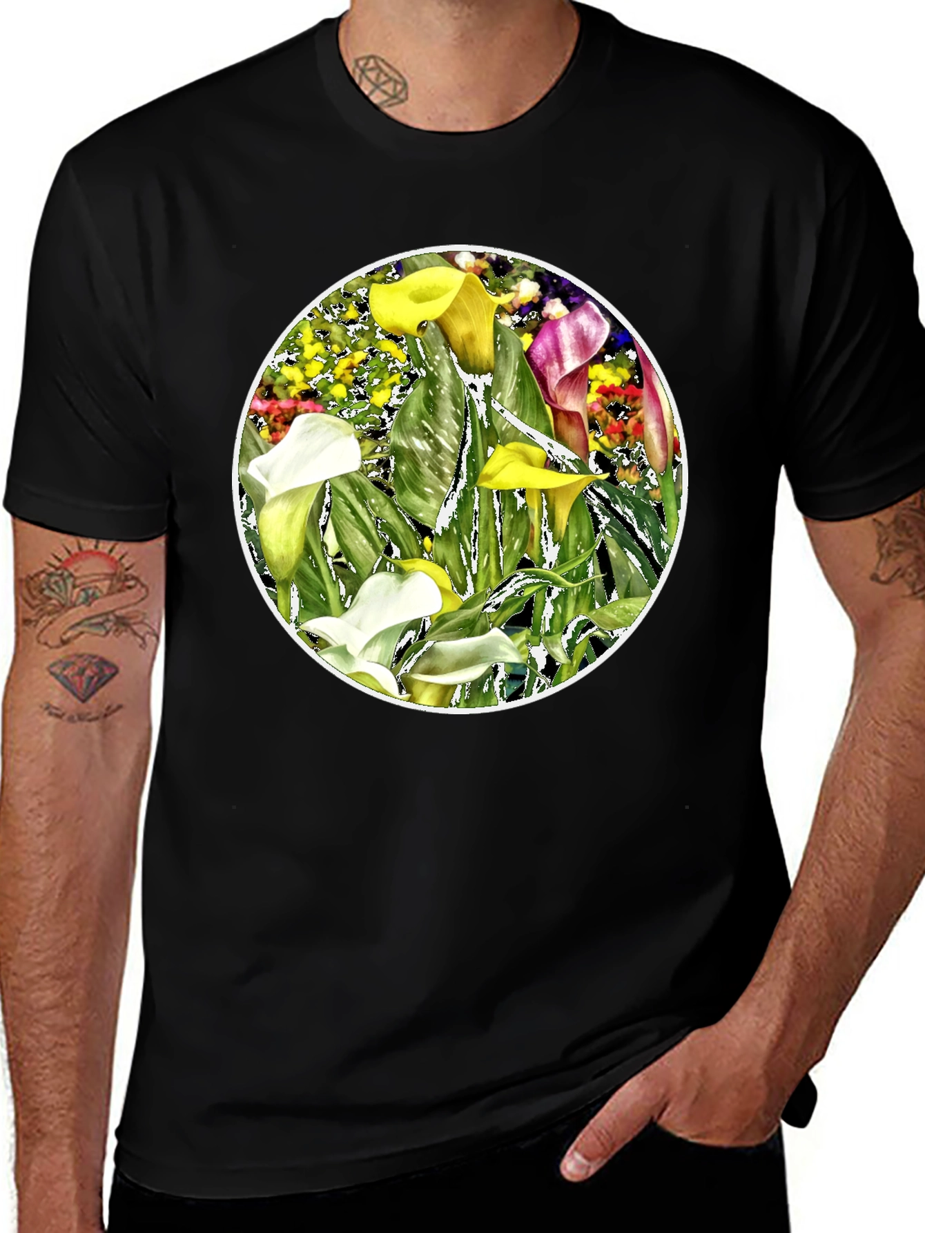 Floral T-Shirt: Vibrant Calla Lily Design