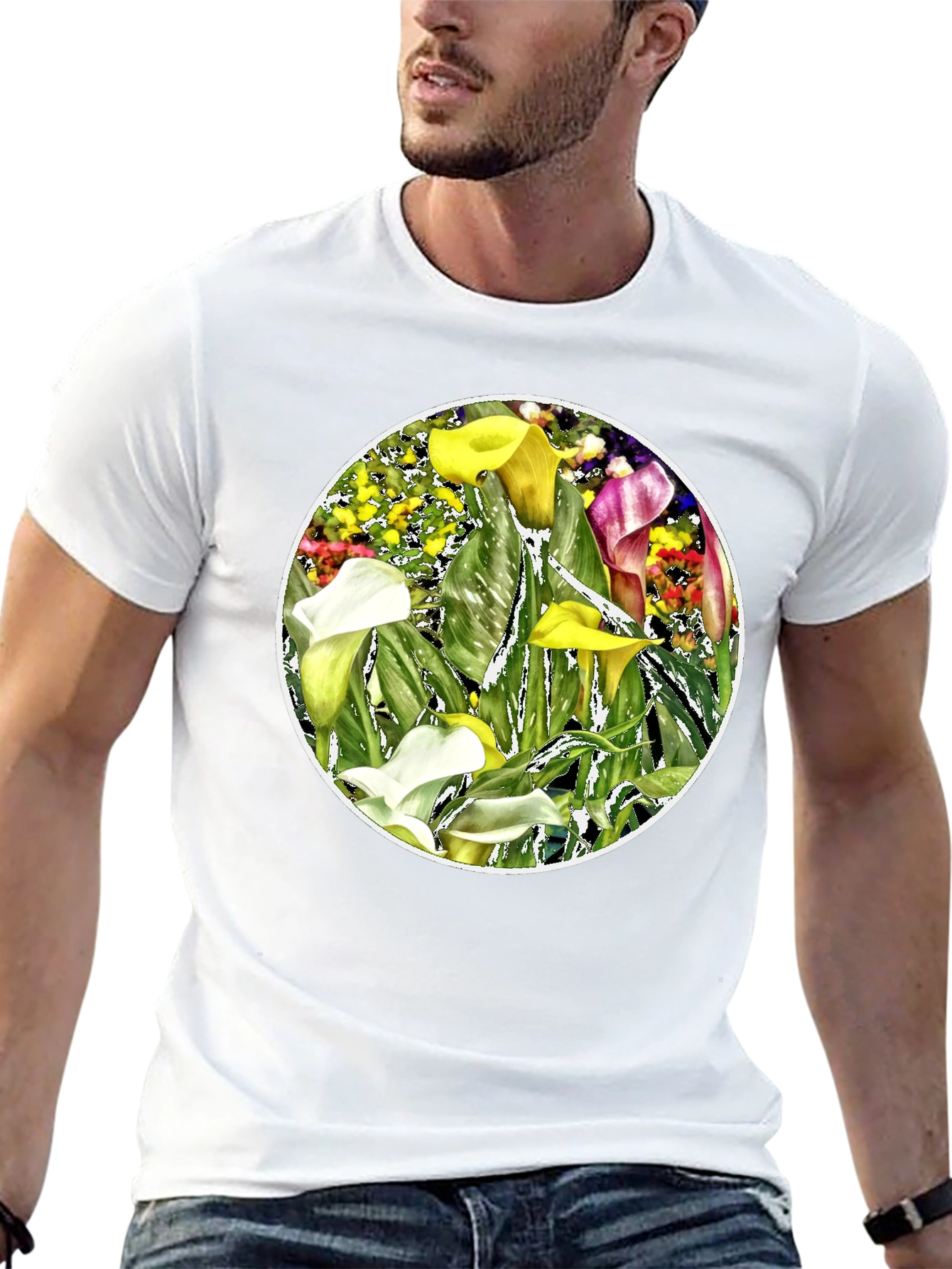 Floral T-Shirt: Vibrant Calla Lily Design