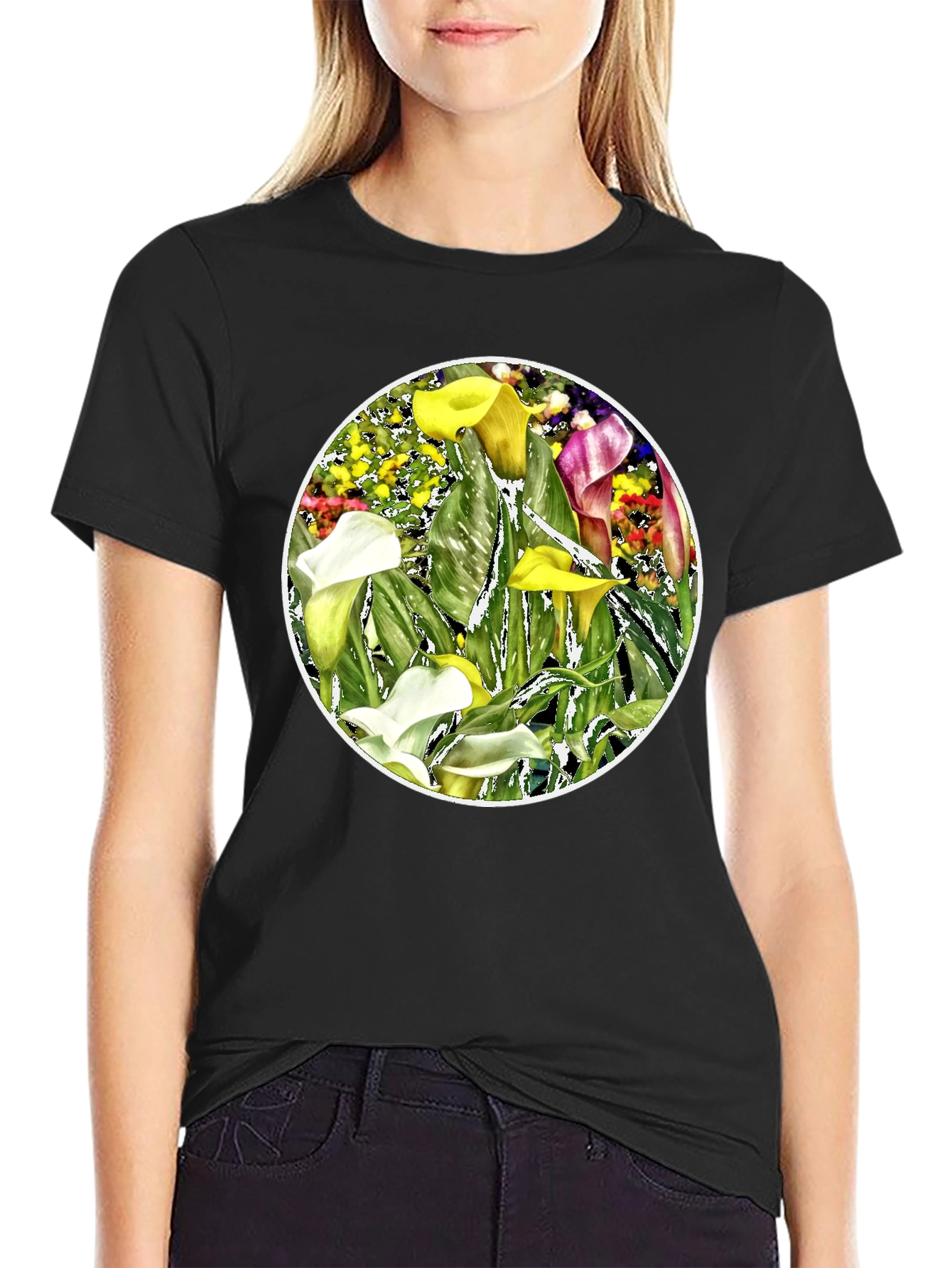Floral T-Shirt: Vibrant Calla Lily Design