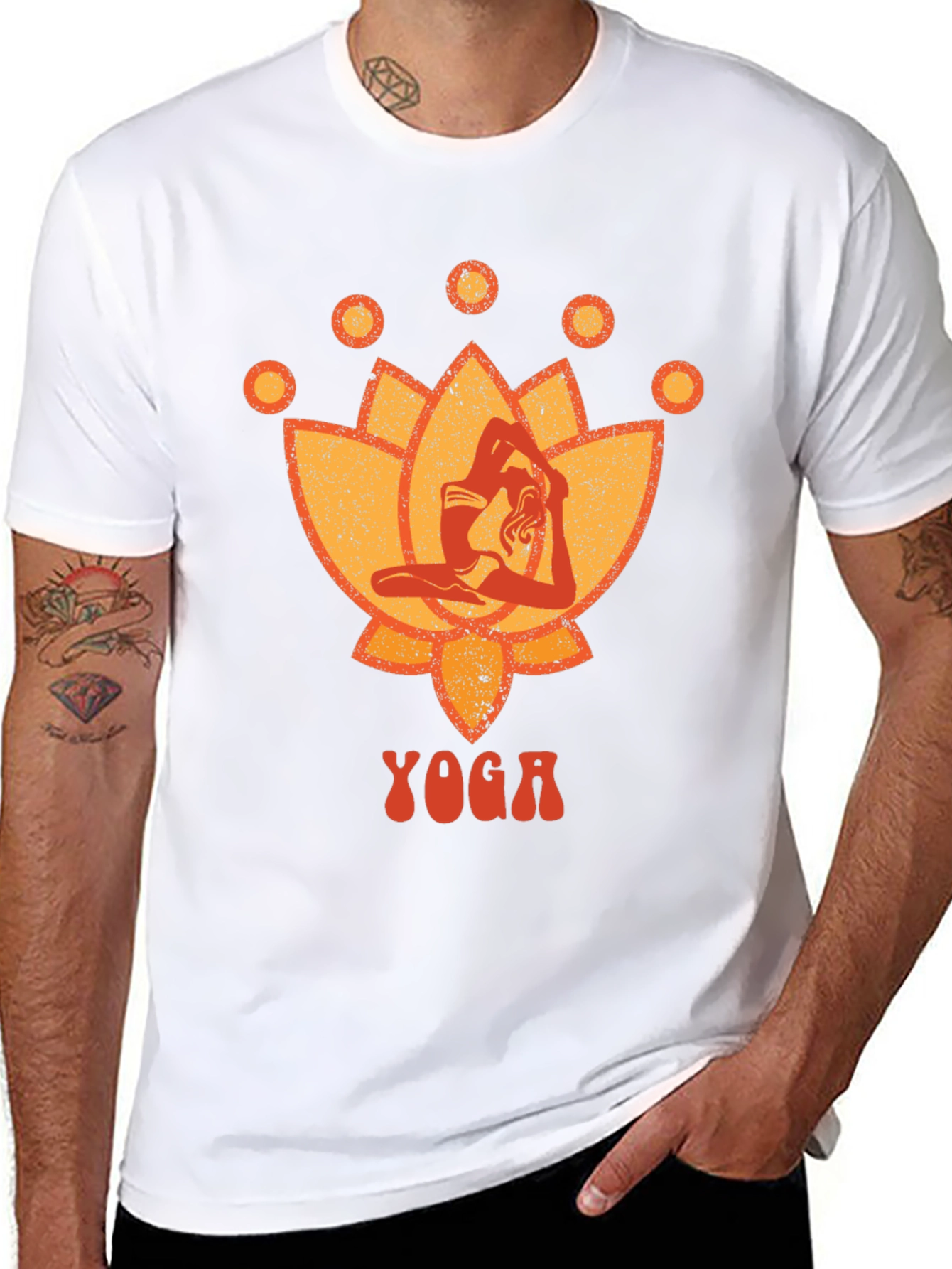 Yoga Lotus Graphic Tee - Black Cotton T-Shirt