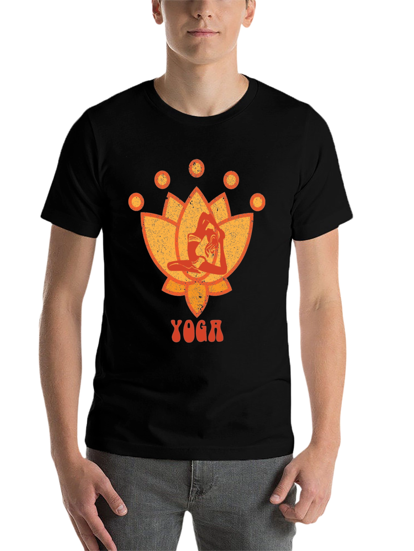 Yoga Lotus Graphic Tee - Black Cotton T-Shirt
