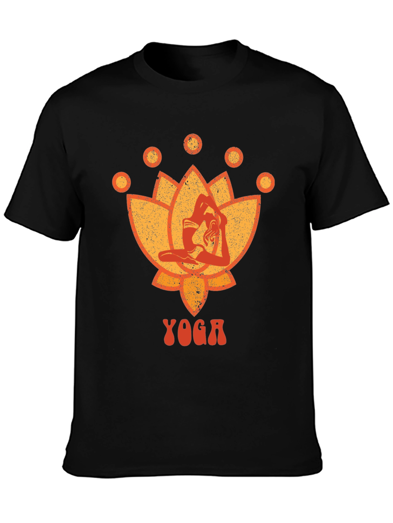Yoga Lotus Graphic Tee - Black Cotton T-Shirt