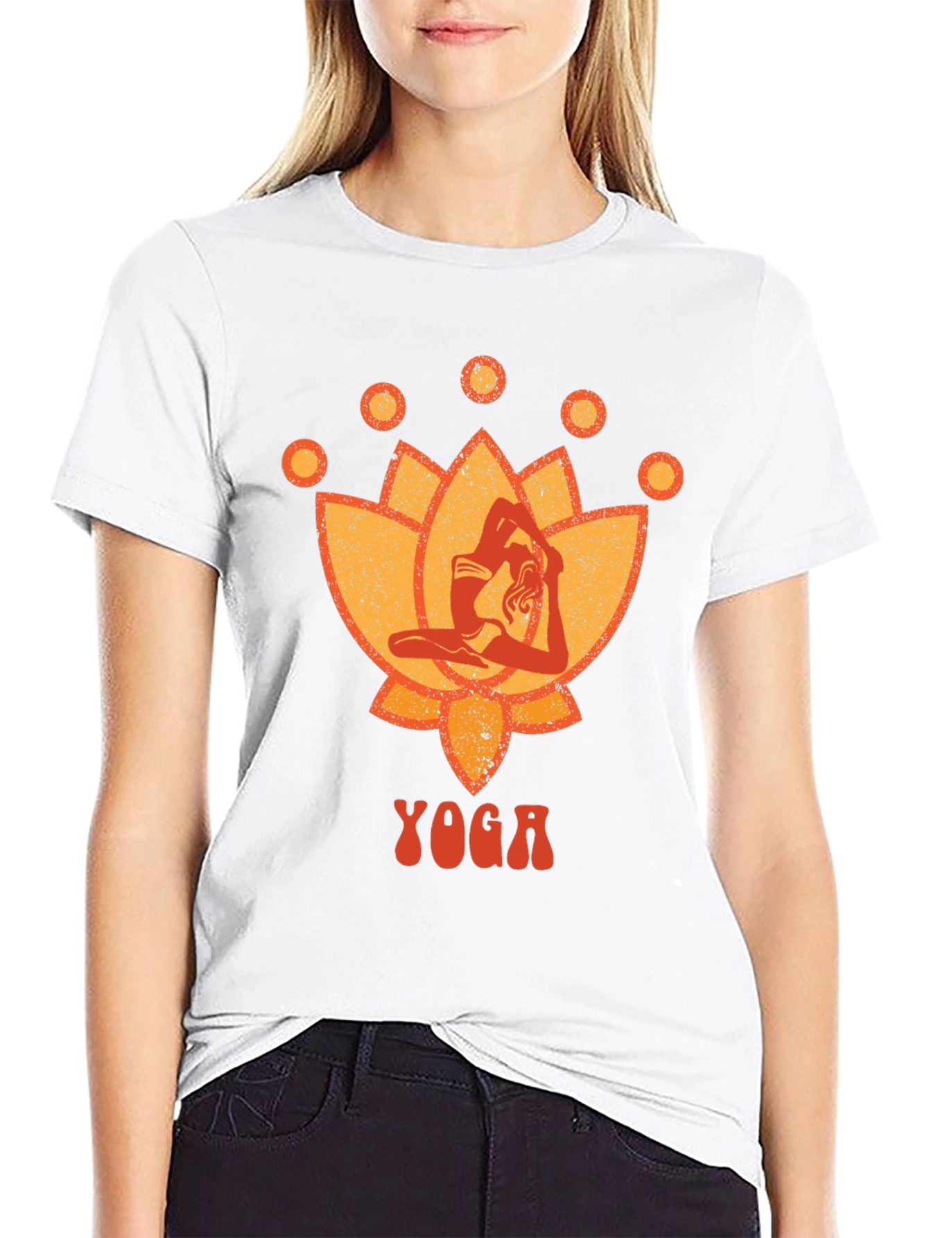 Yoga Lotus Graphic Tee - Black Cotton T-Shirt