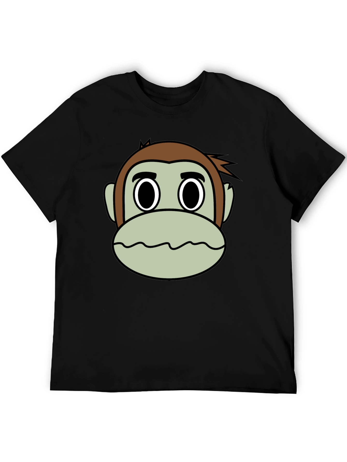 Funny Monkey Face Graphic T-Shirt - Casual Black Tee
