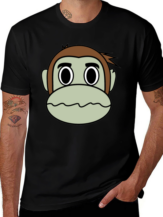 Funny Monkey Face Graphic T-Shirt - Casual Black Tee