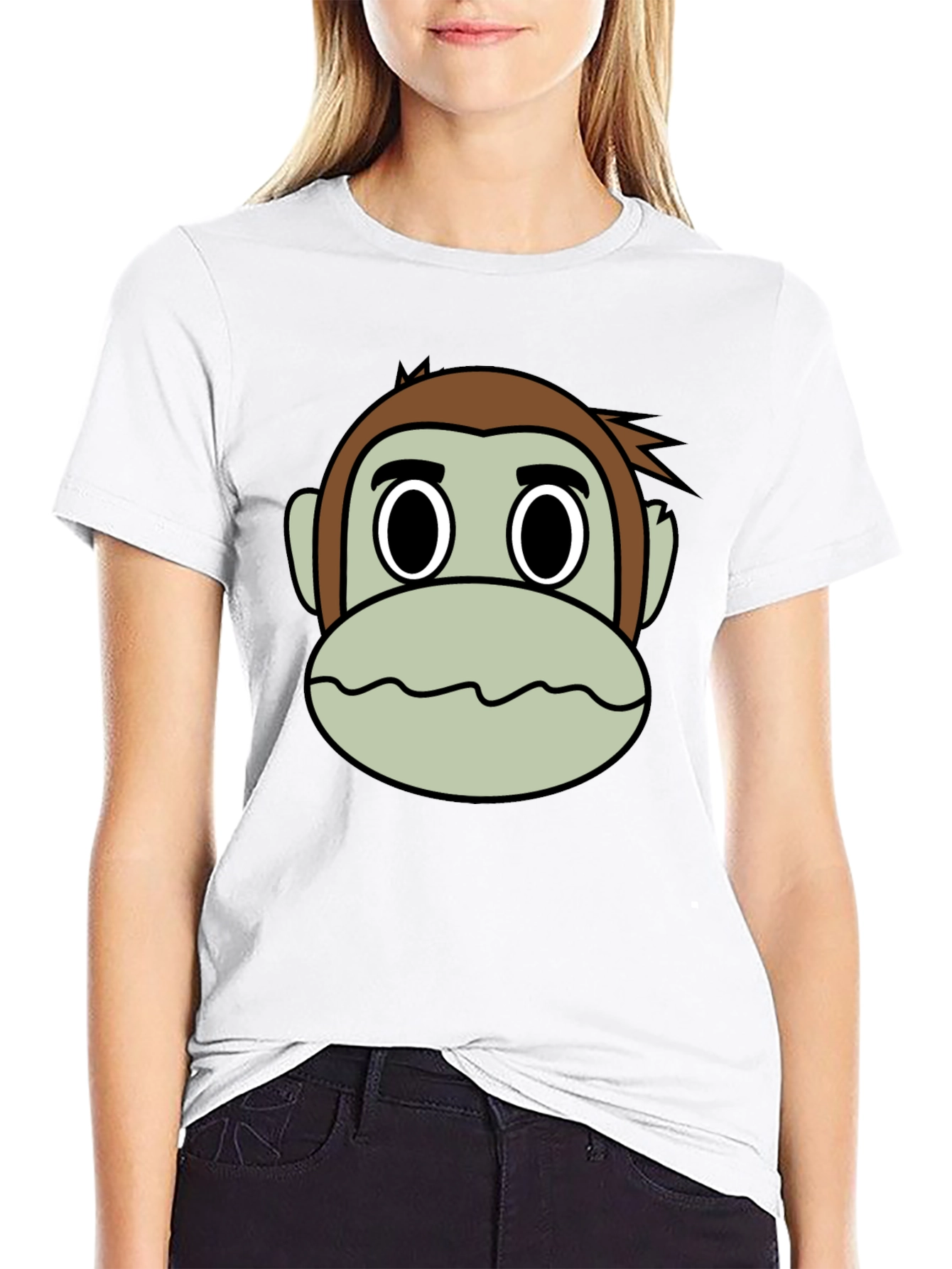 Funny Monkey Face Graphic T-Shirt - Casual Black Tee