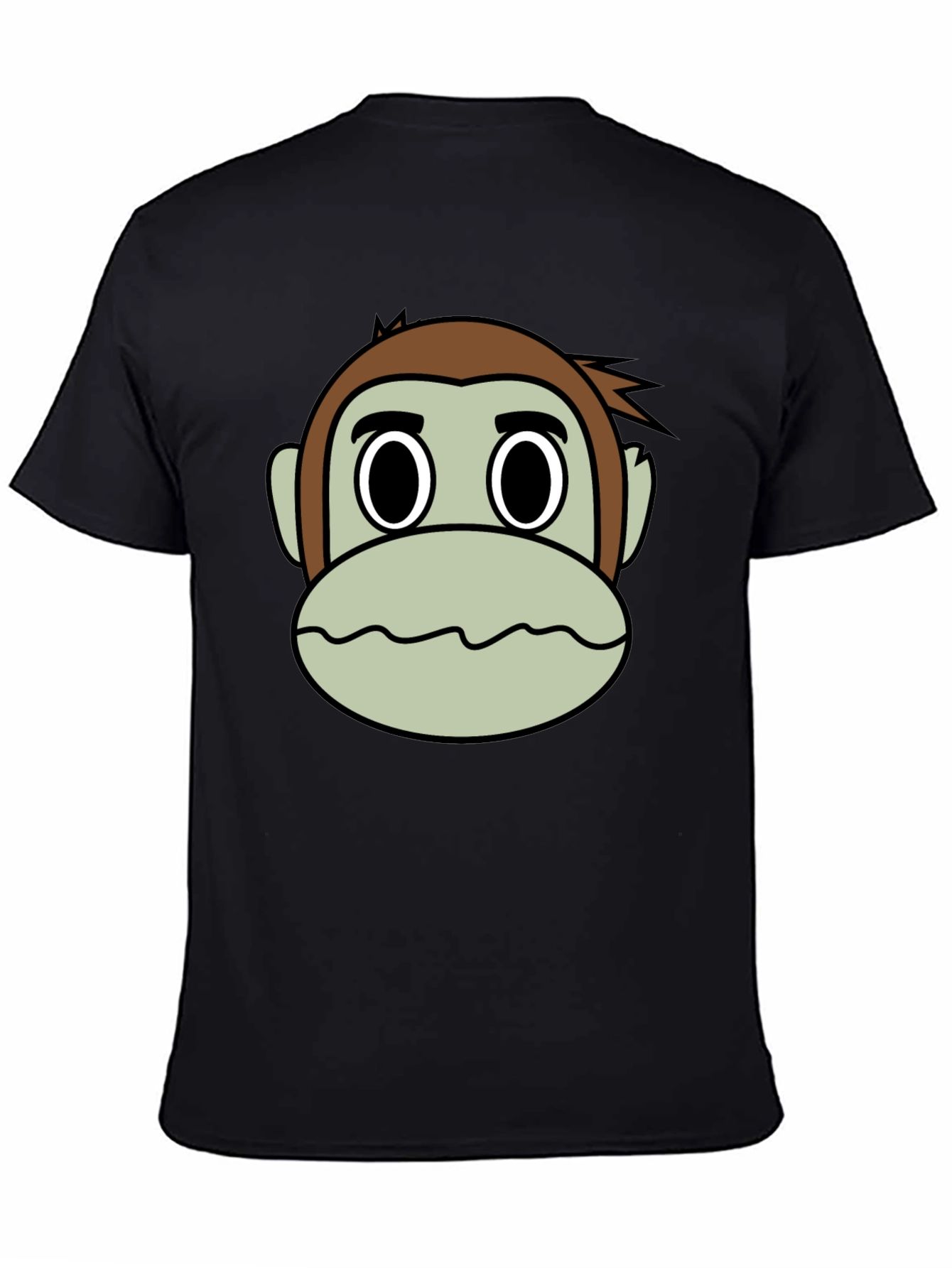 Funny Monkey Face Graphic T-Shirt - Casual Black Tee