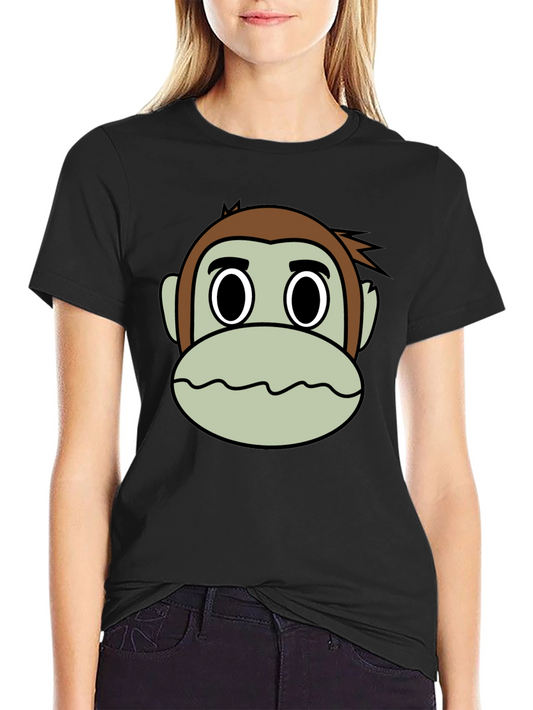 Funny Monkey Face Graphic T-Shirt - Casual Black Tee