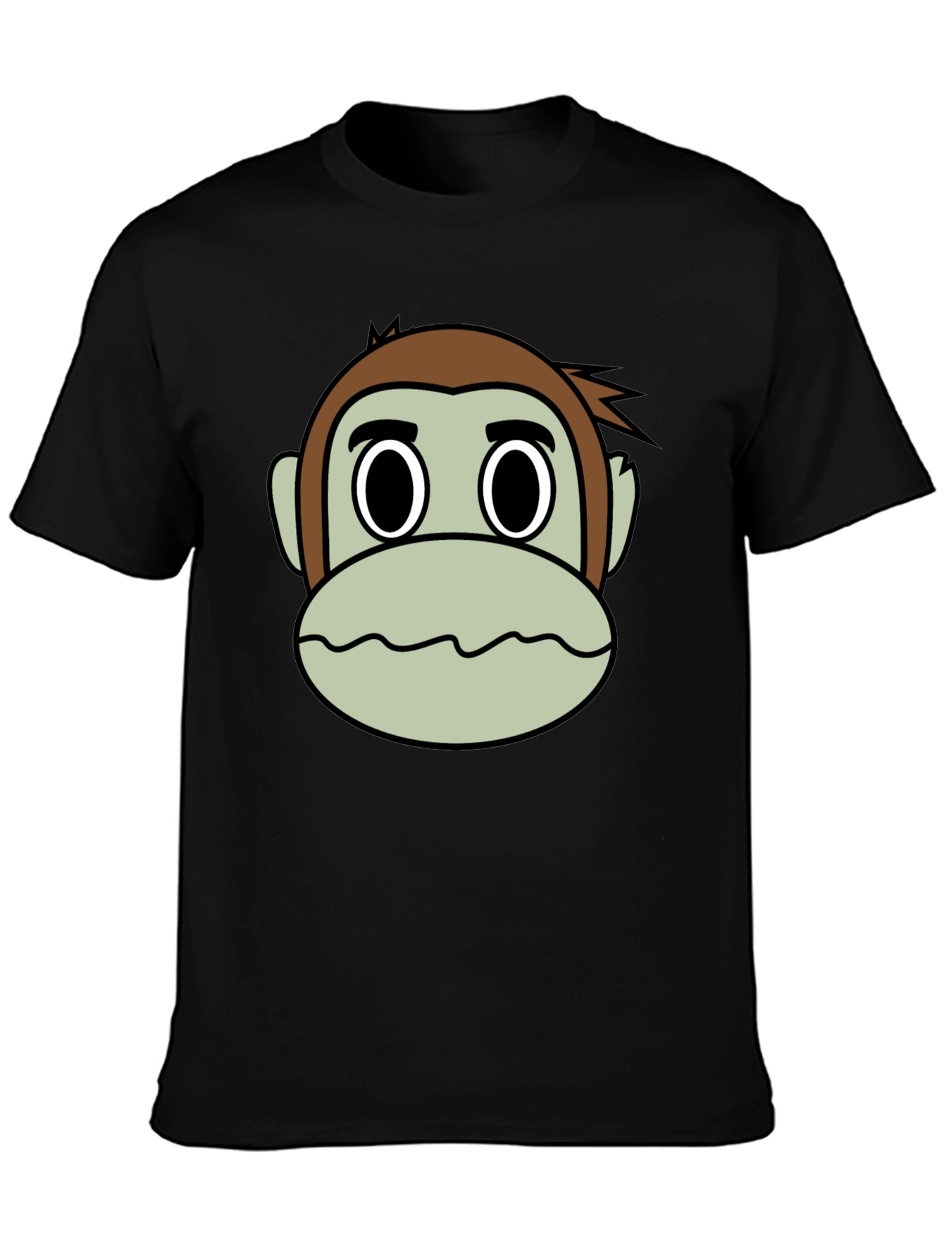 Funny Monkey Face Graphic T-Shirt - Casual Black Tee