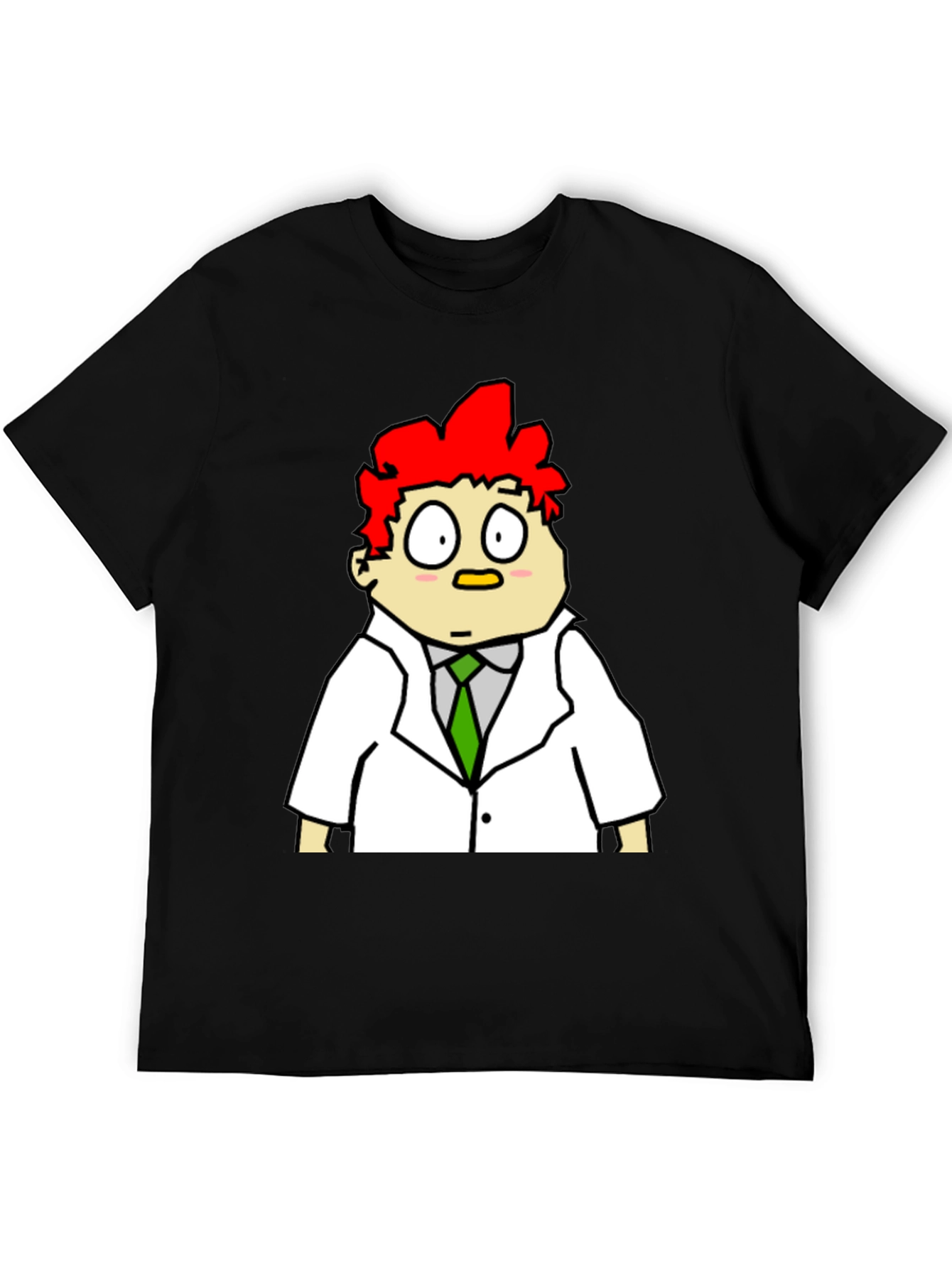 Cartoon Scientist Graphic Tee - Black