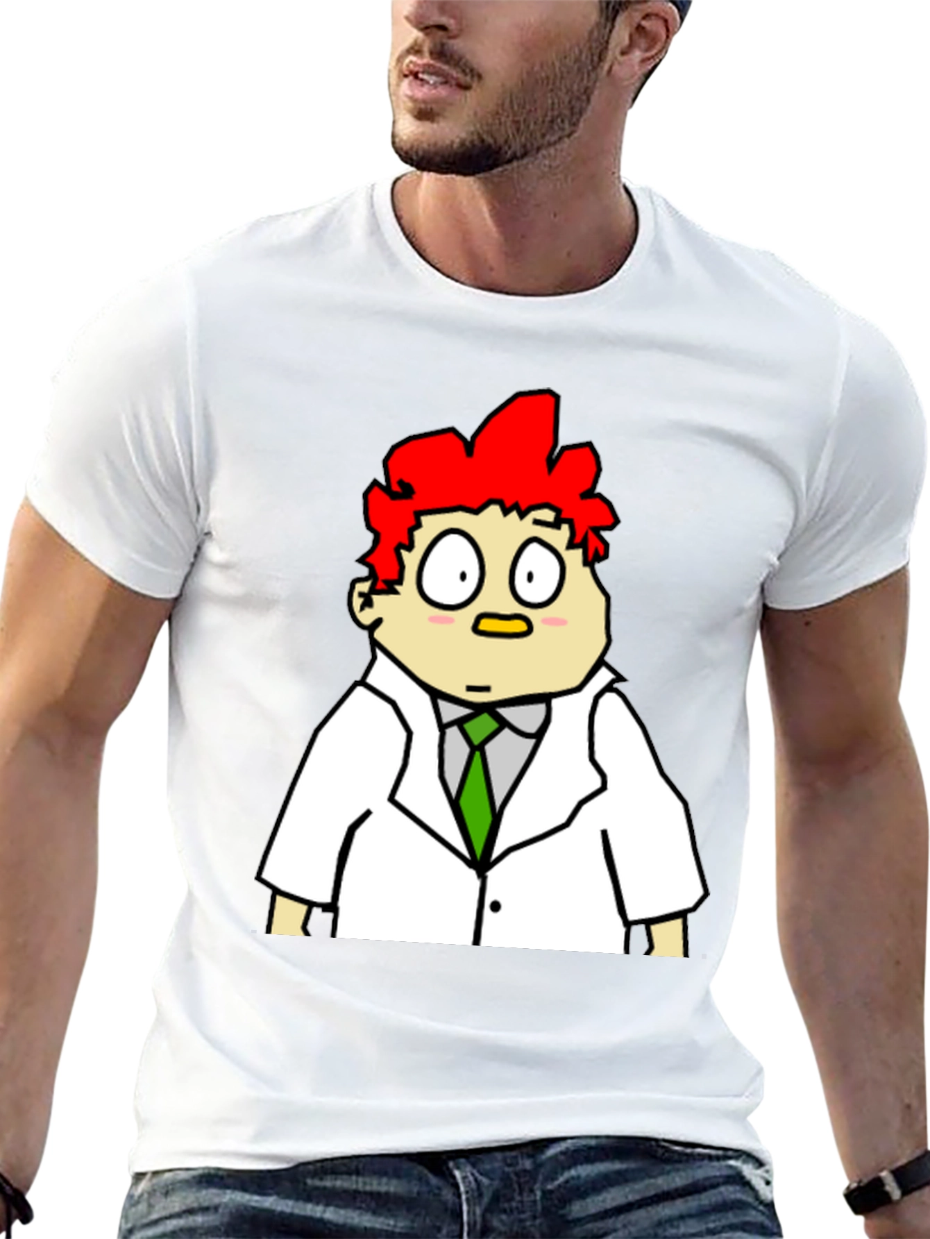 Cartoon Scientist Graphic Tee - Black