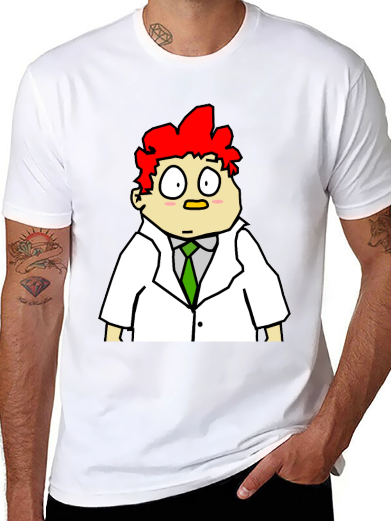 Cartoon Scientist Graphic Tee - Black