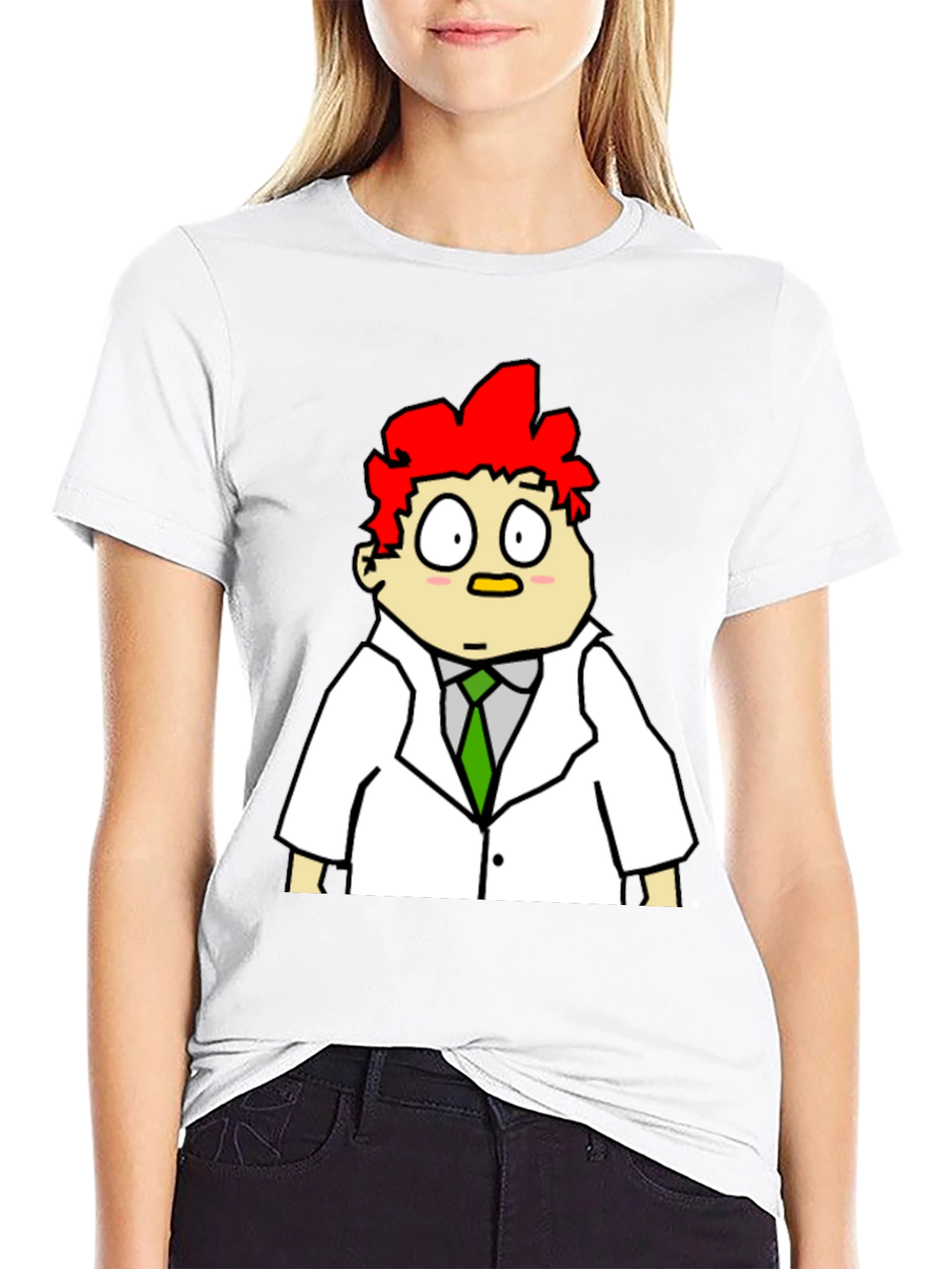 Cartoon Scientist Graphic Tee - Black